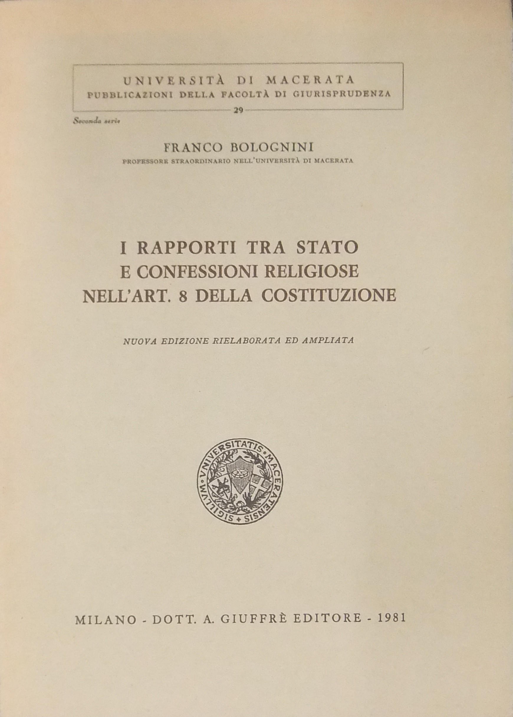 I rapporti tra Stato e confessioni religiose 