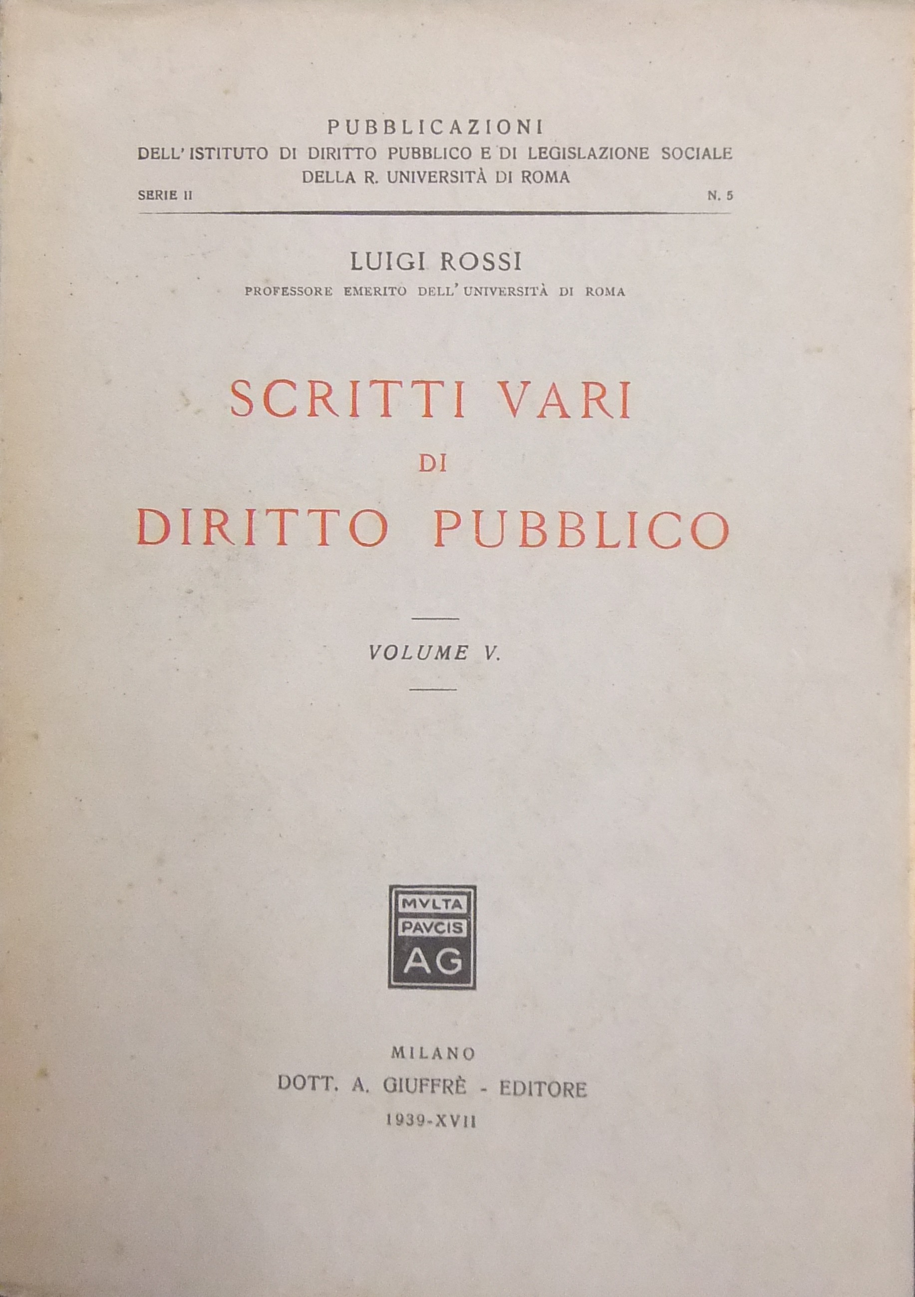 Scritti vari di diritto pubblico