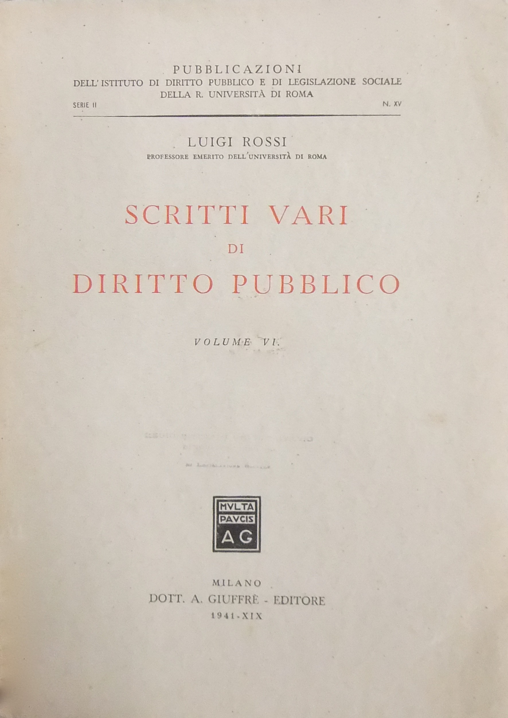 Scritti vari di diritto pubblico