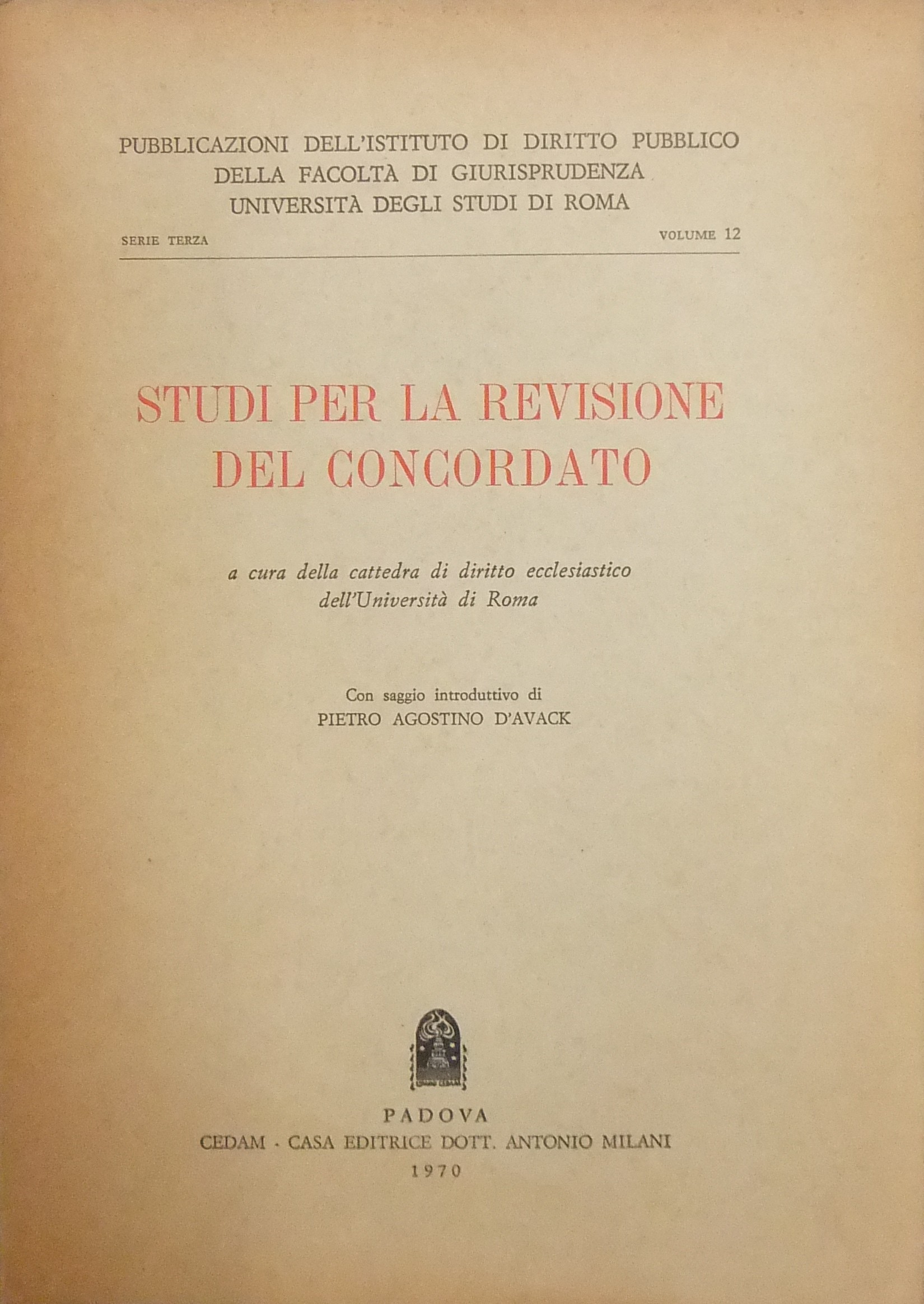 Studi per la revisione del Concordato.
