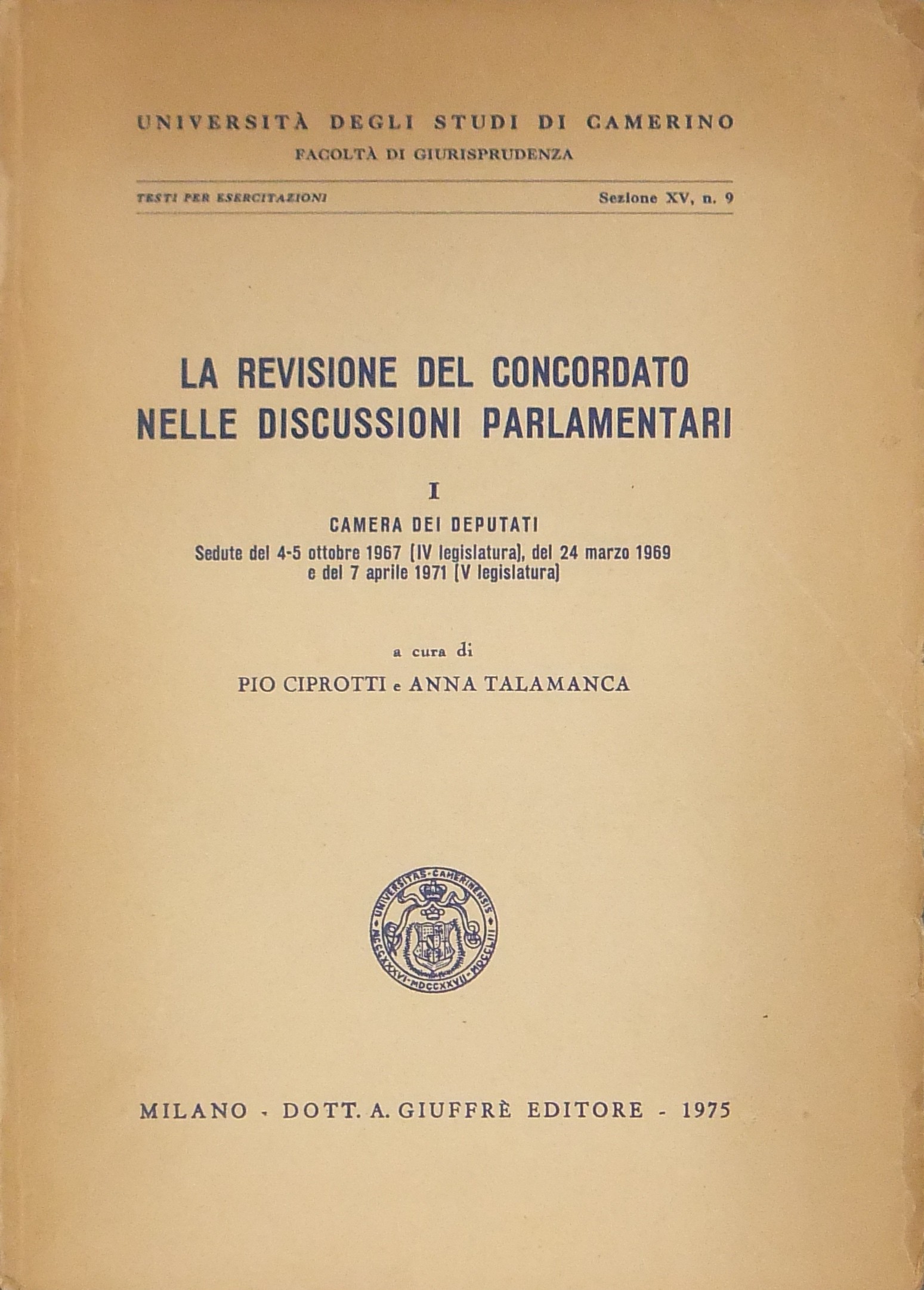 La revisione del concordato nelle discussioni parlamentari.