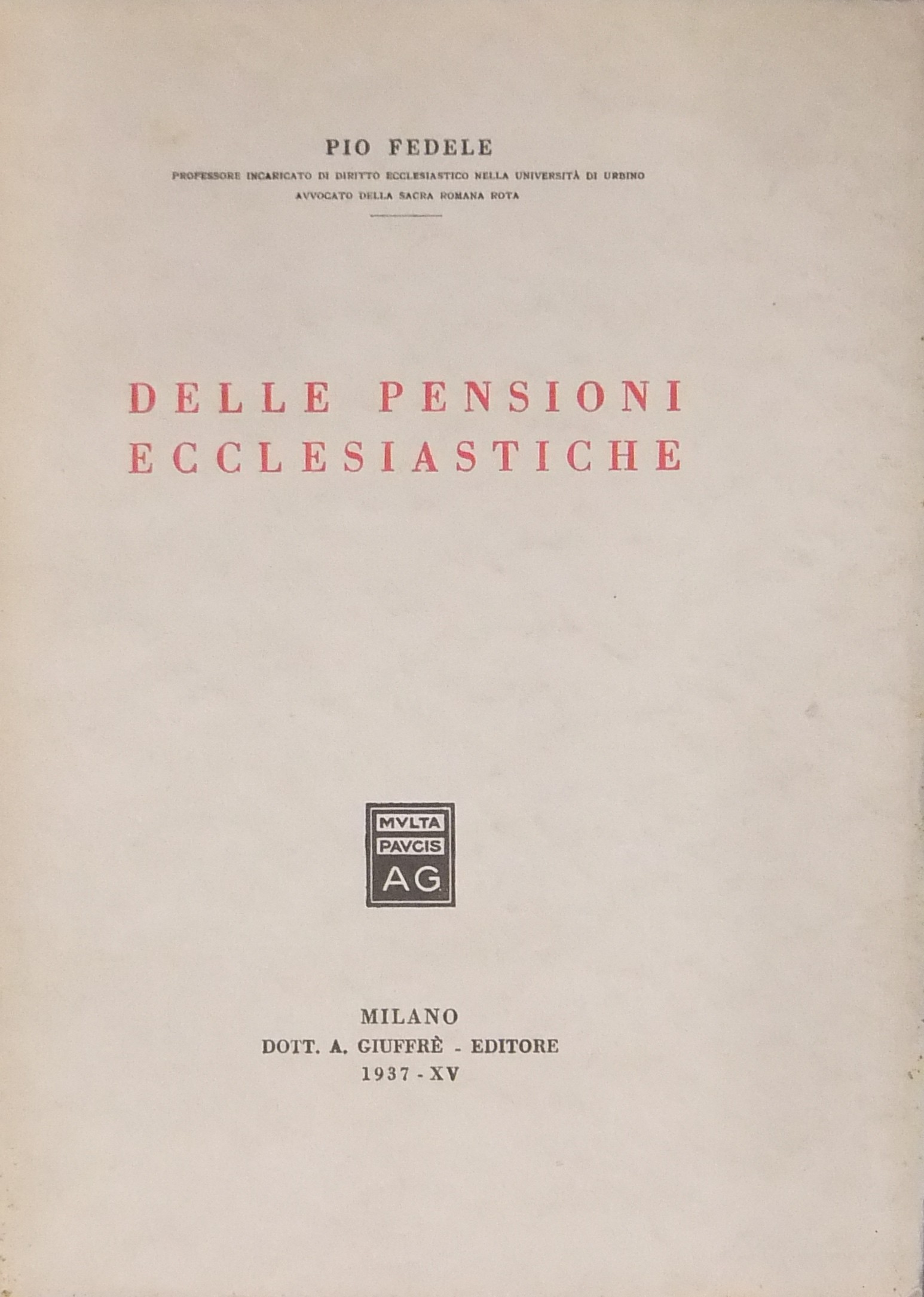 Delle pensioni ecclesiastiche