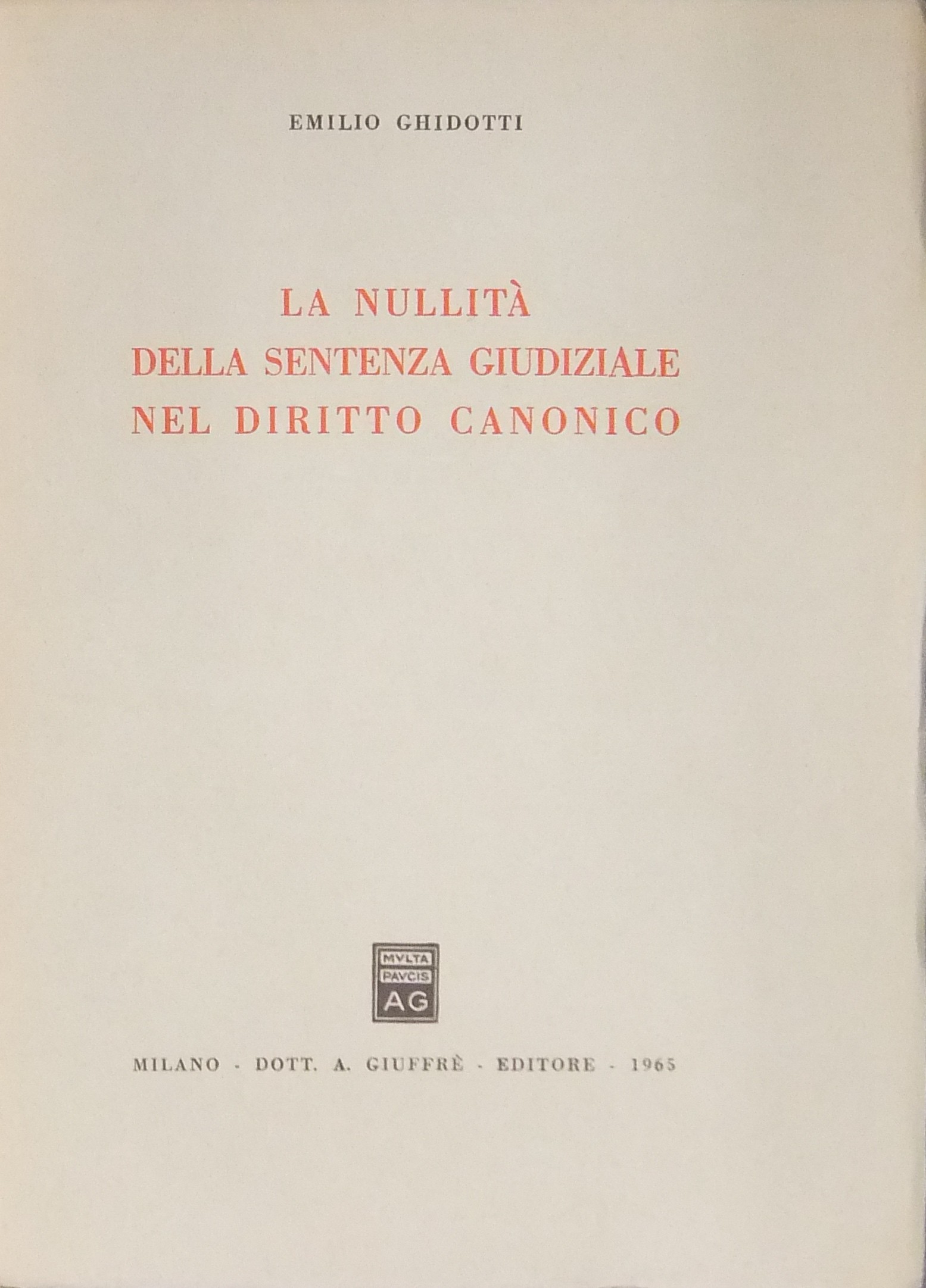 La nullità della sentenza giudiziale nel diritto canonico