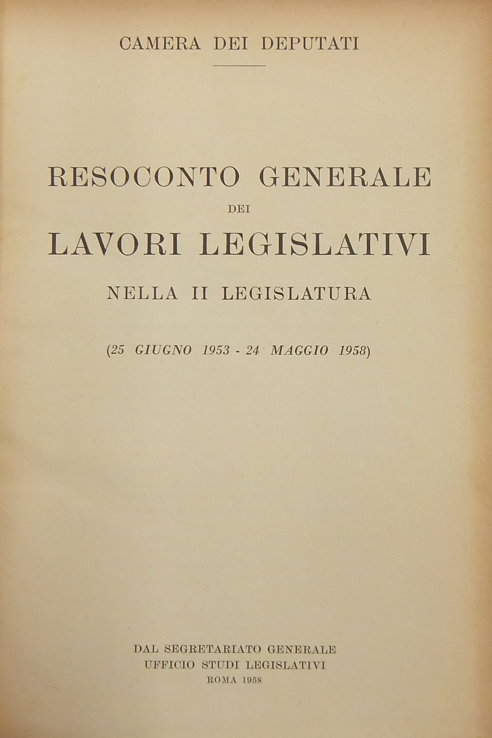 Resoconto generale dei lavori legislativi 