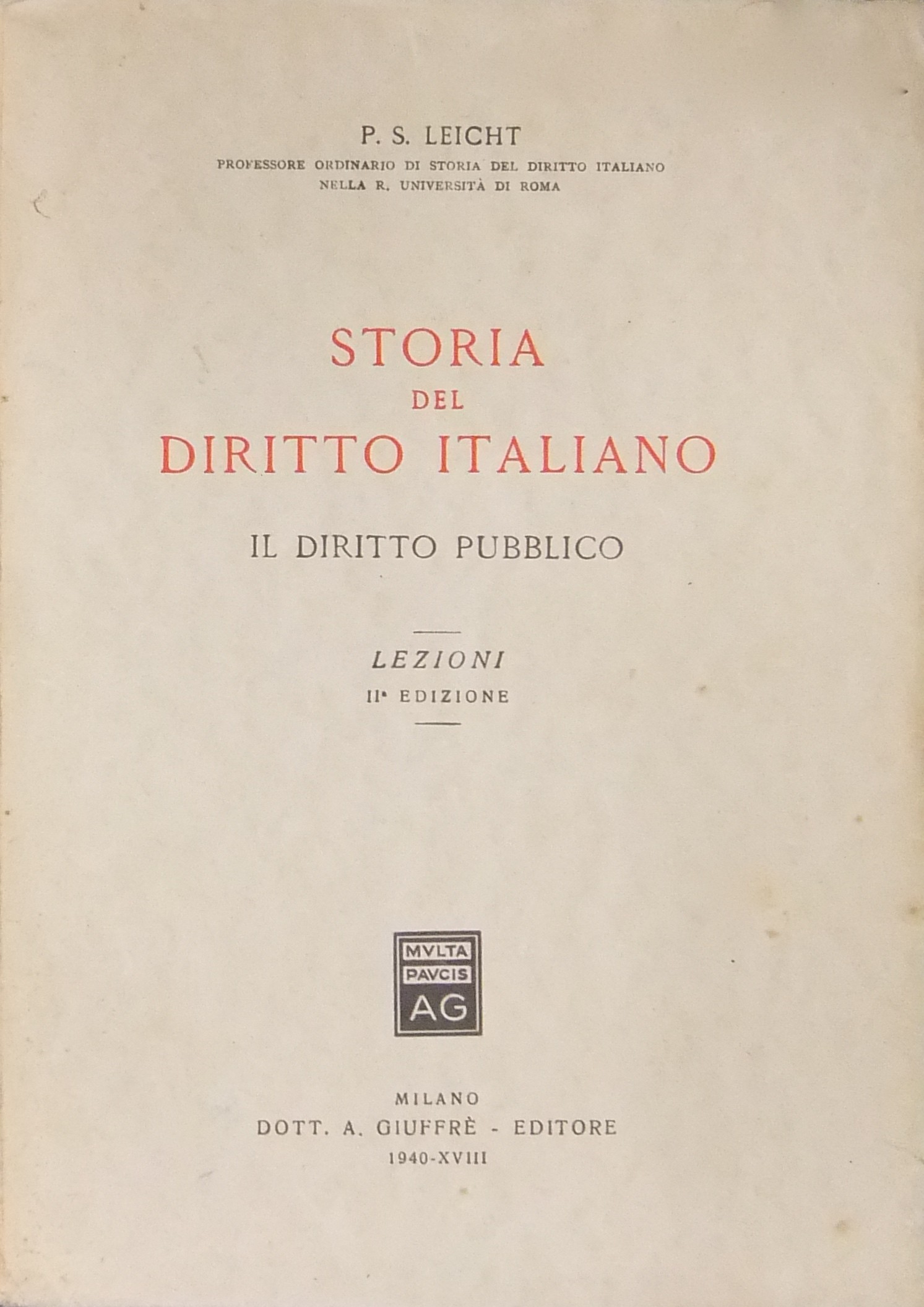 Storia del diritto italiano. Il diritto pubblico.