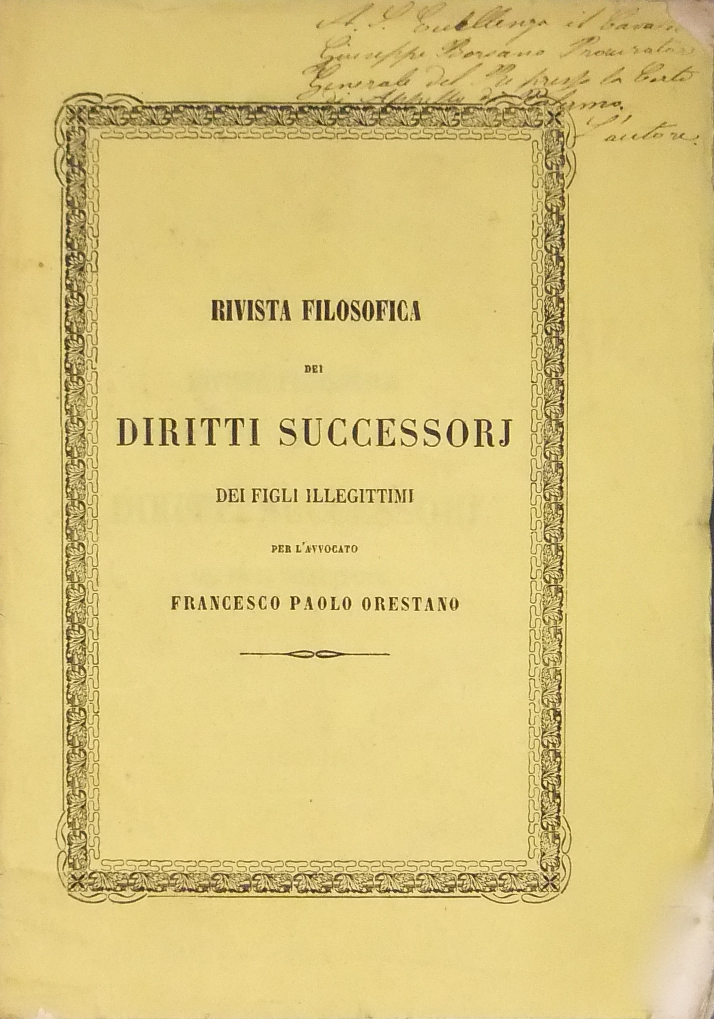 Rivista filosofica dei diritti successorj dei figli illegittimi
