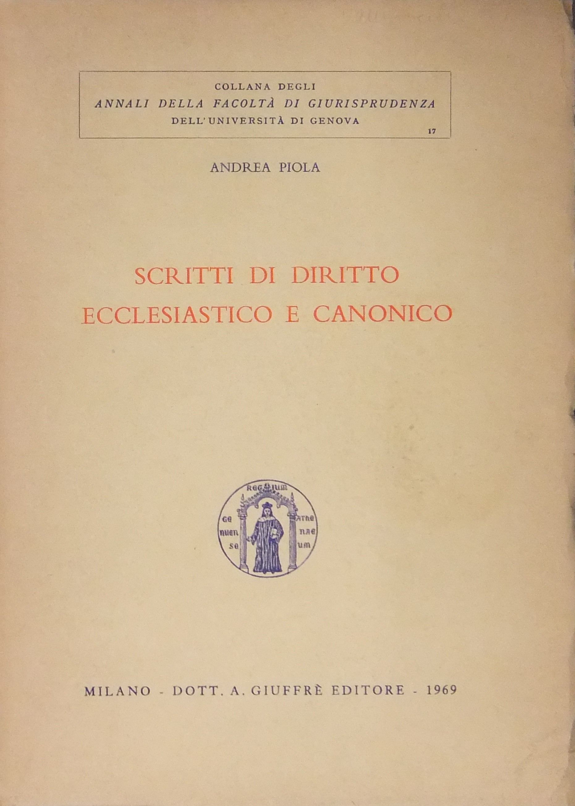 Scritti di diritto ecclesiastico e canonico