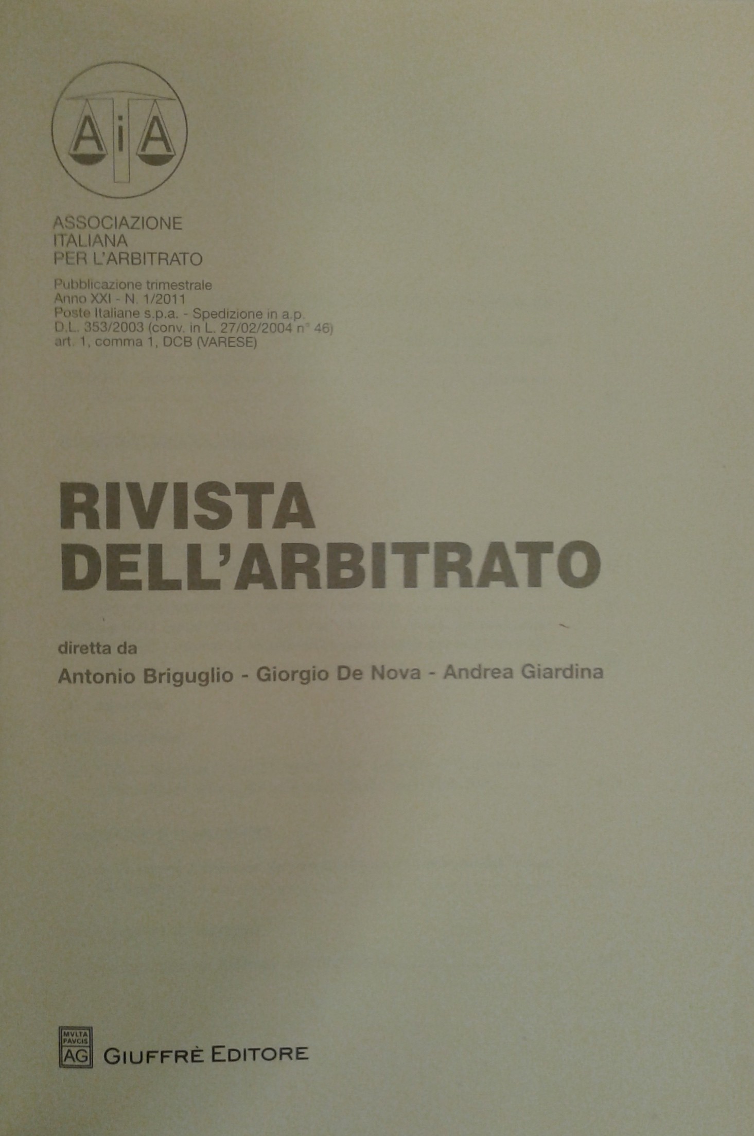 Rivista dell'arbitrato.