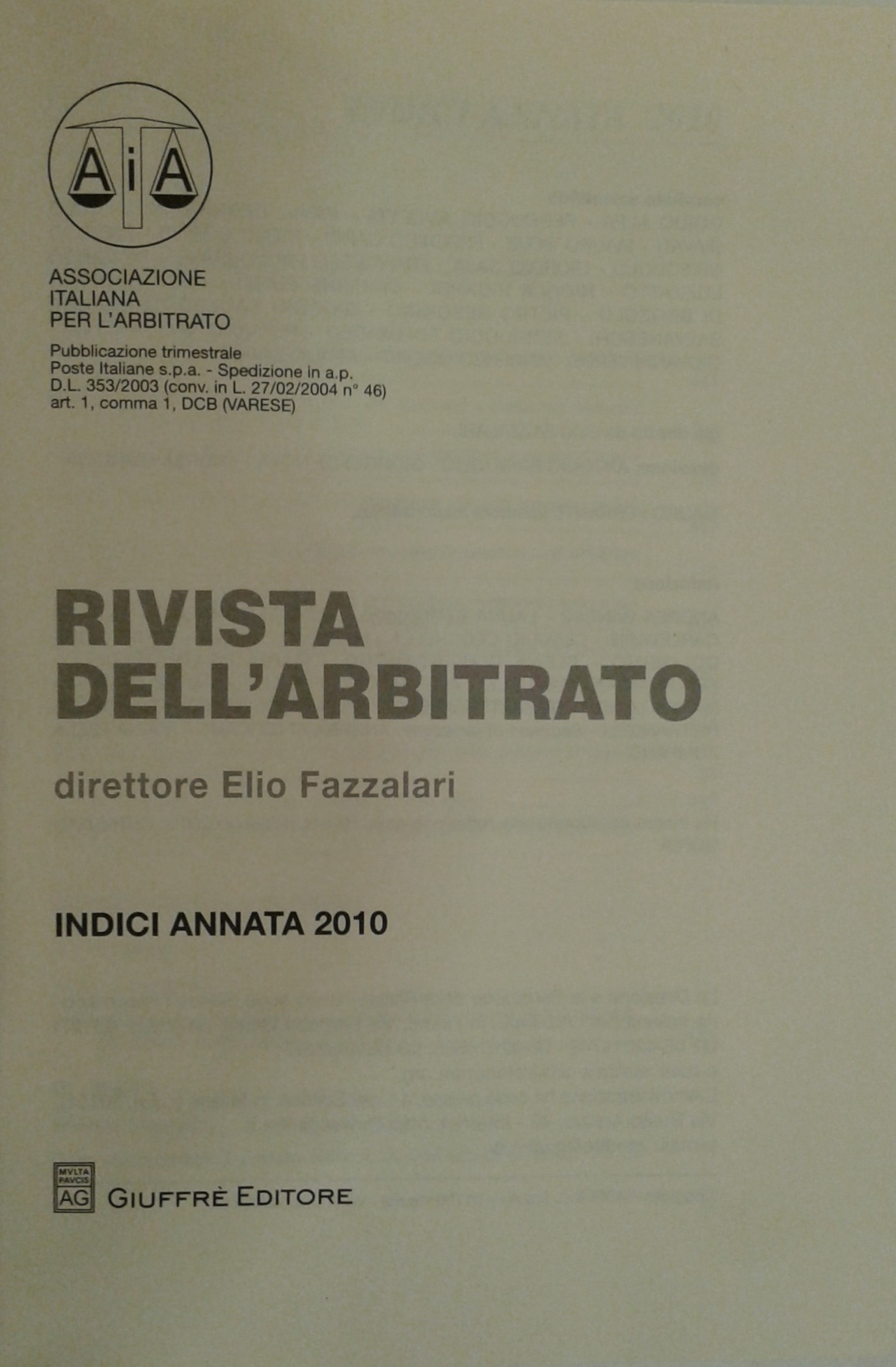 Rivista dell'arbitrato.