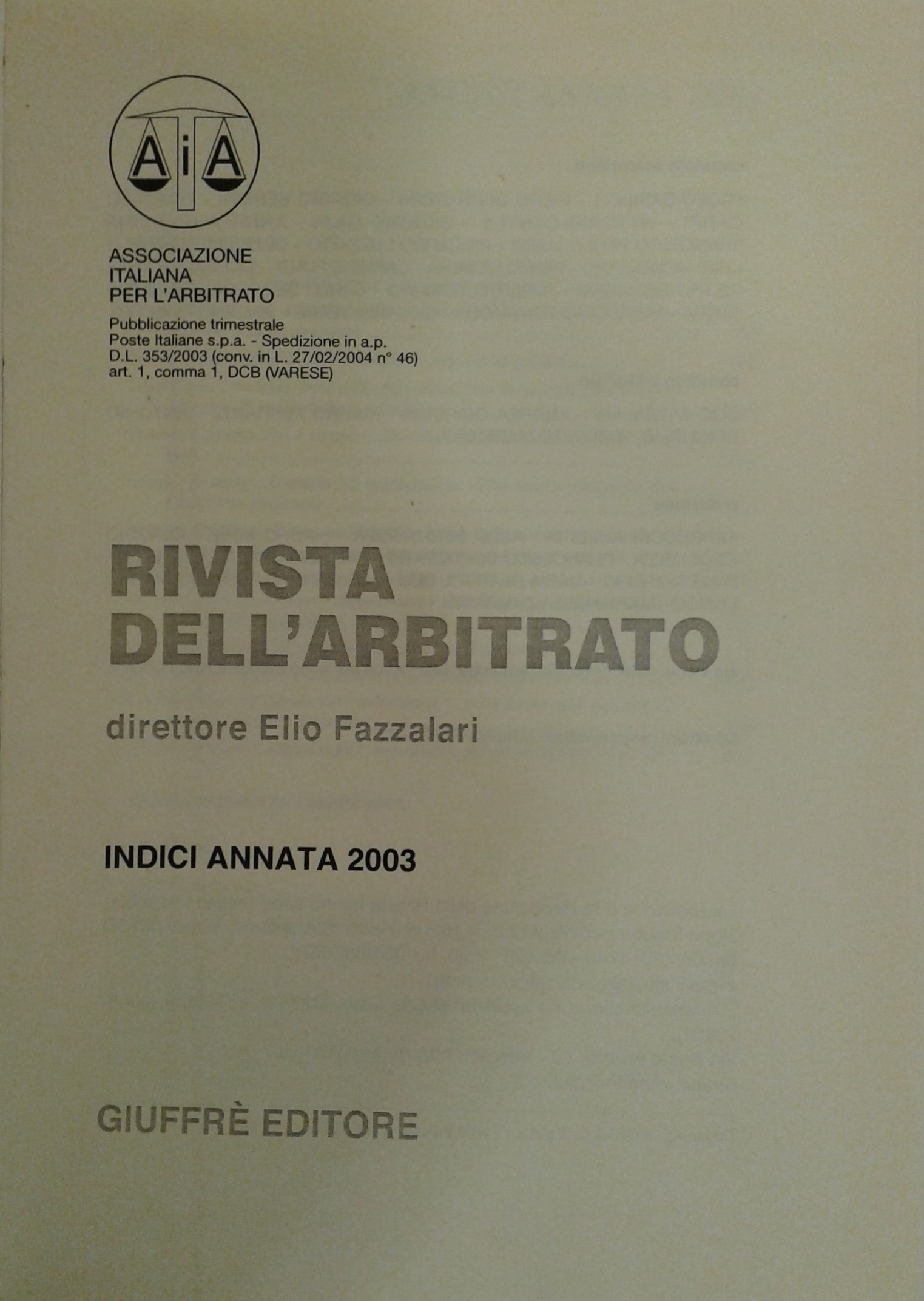 Rivista dell'arbitrato.