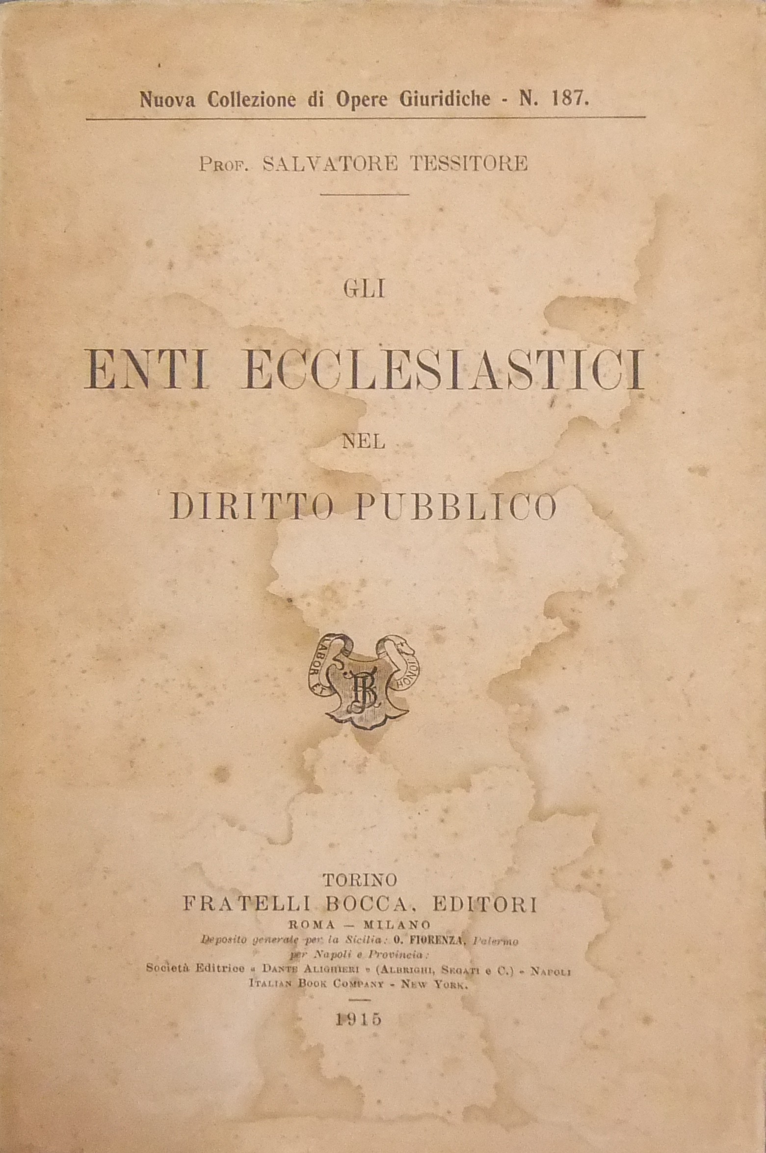 Gli Enti ecclesiastici nel diritto pubblico