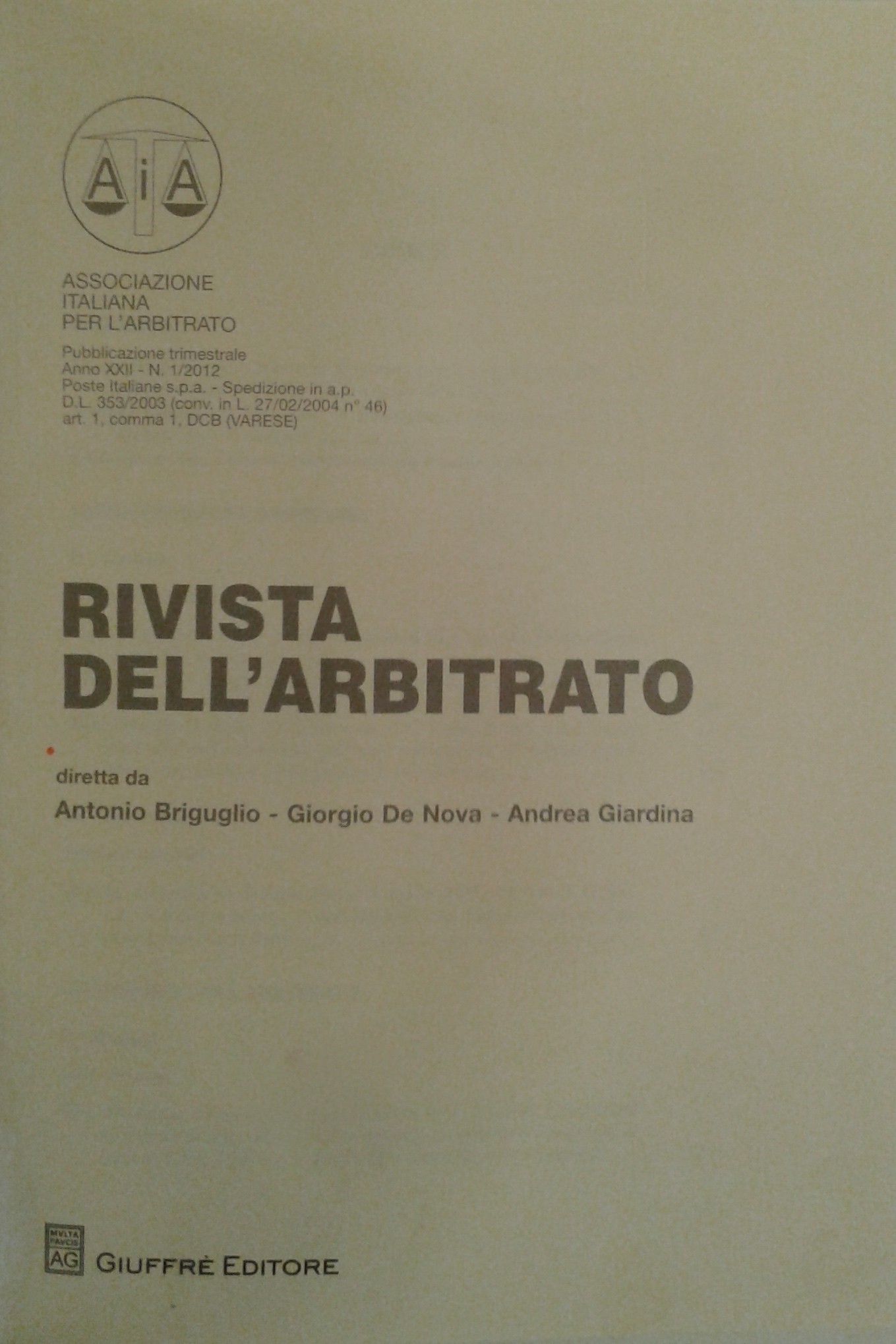 Rivista dell'arbitrato.