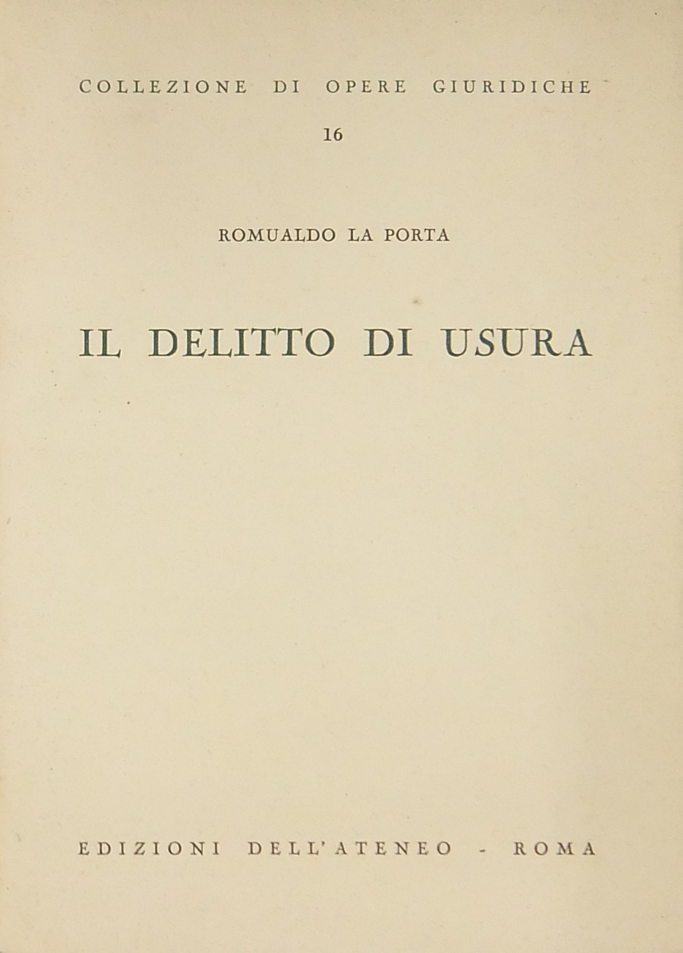 Il delitto di usura