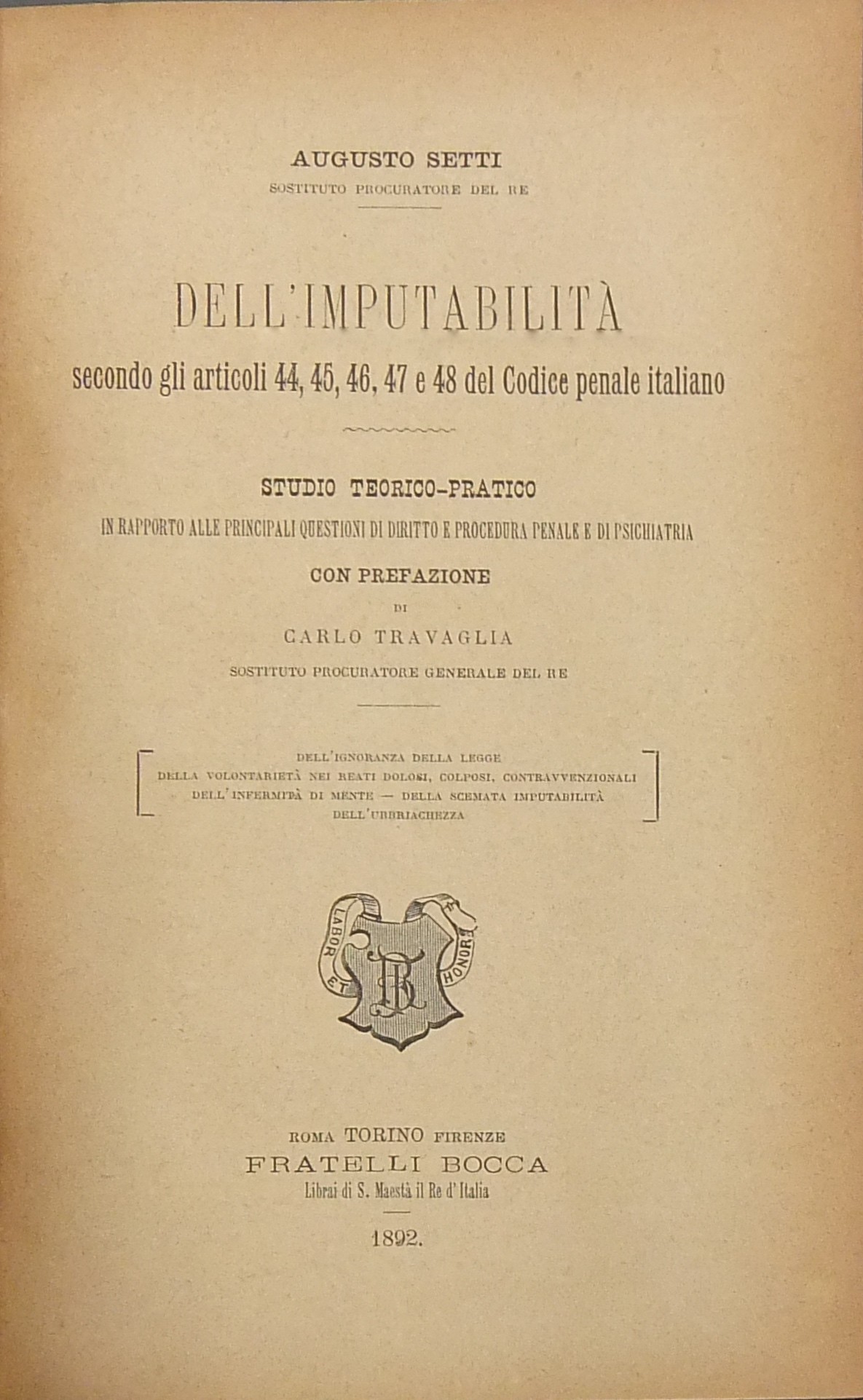 Dell'imputabilità secondo gli articoli 44 45 46 47 e 48 del Codice penale italiano. 