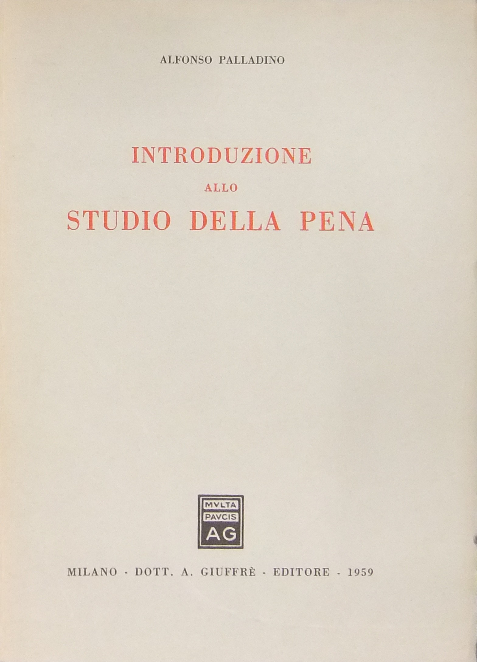 Introduzione allo studio della pena