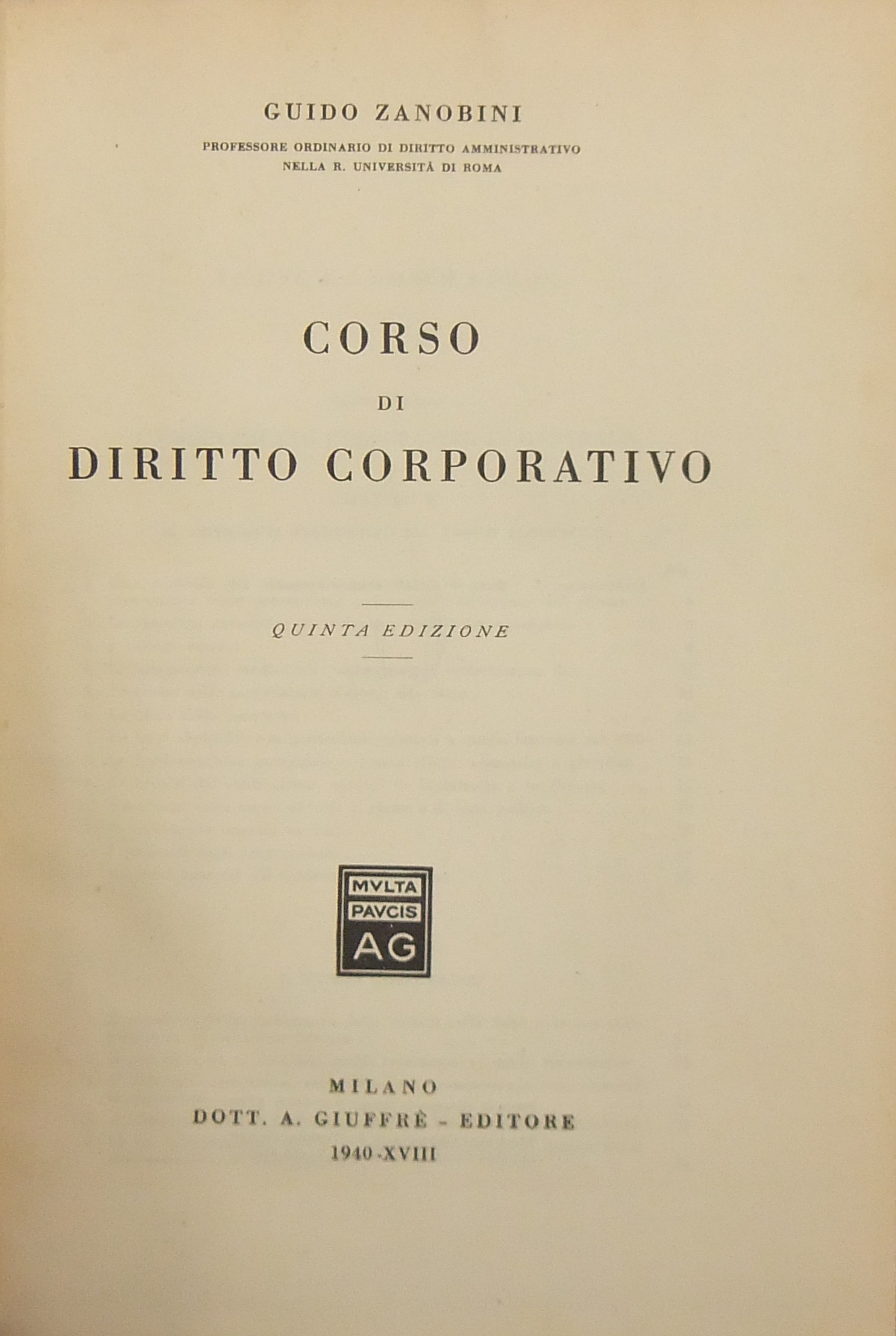 Corso di diritto corporativo