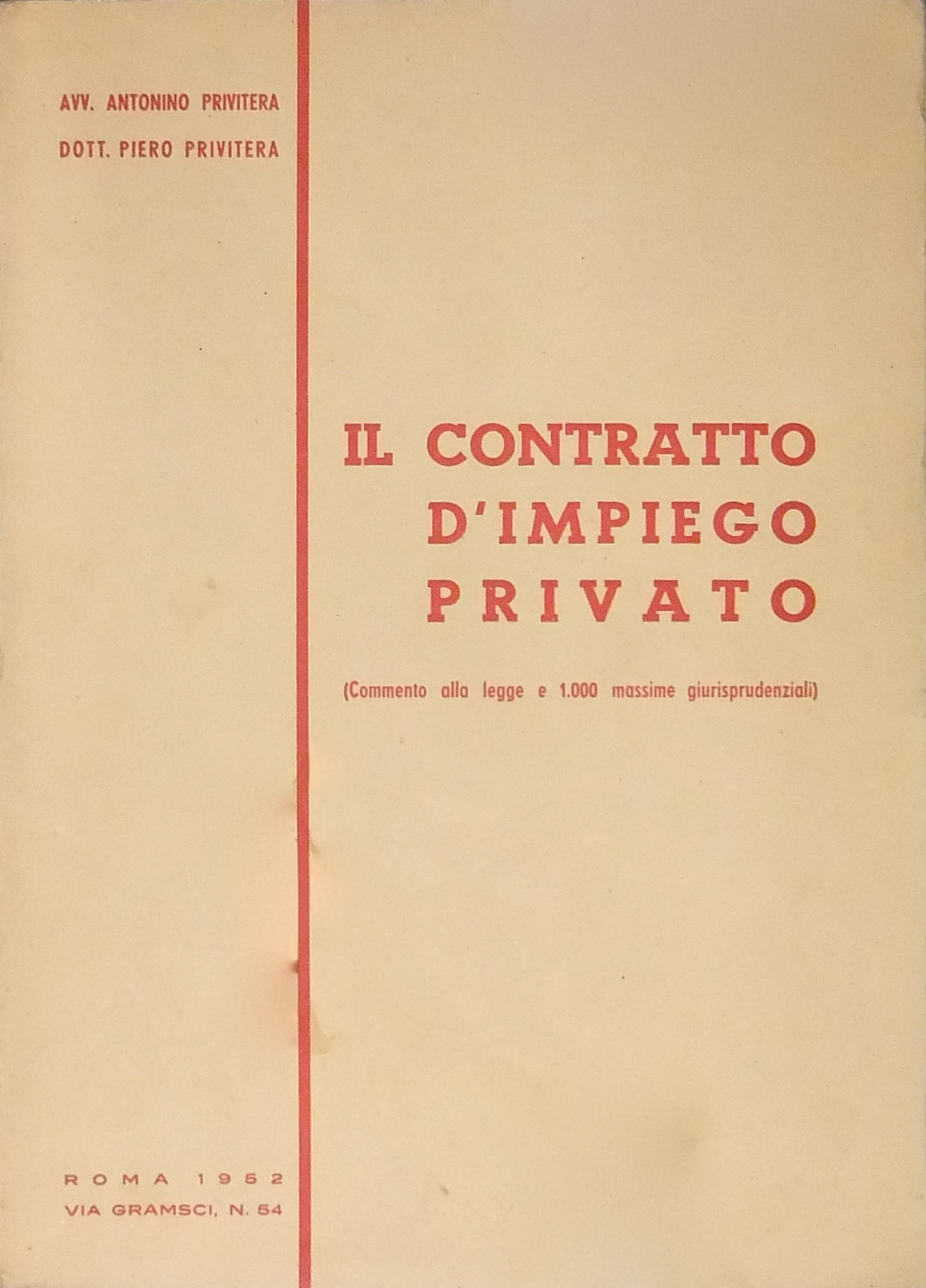 Il contratto d'impiego privato. 