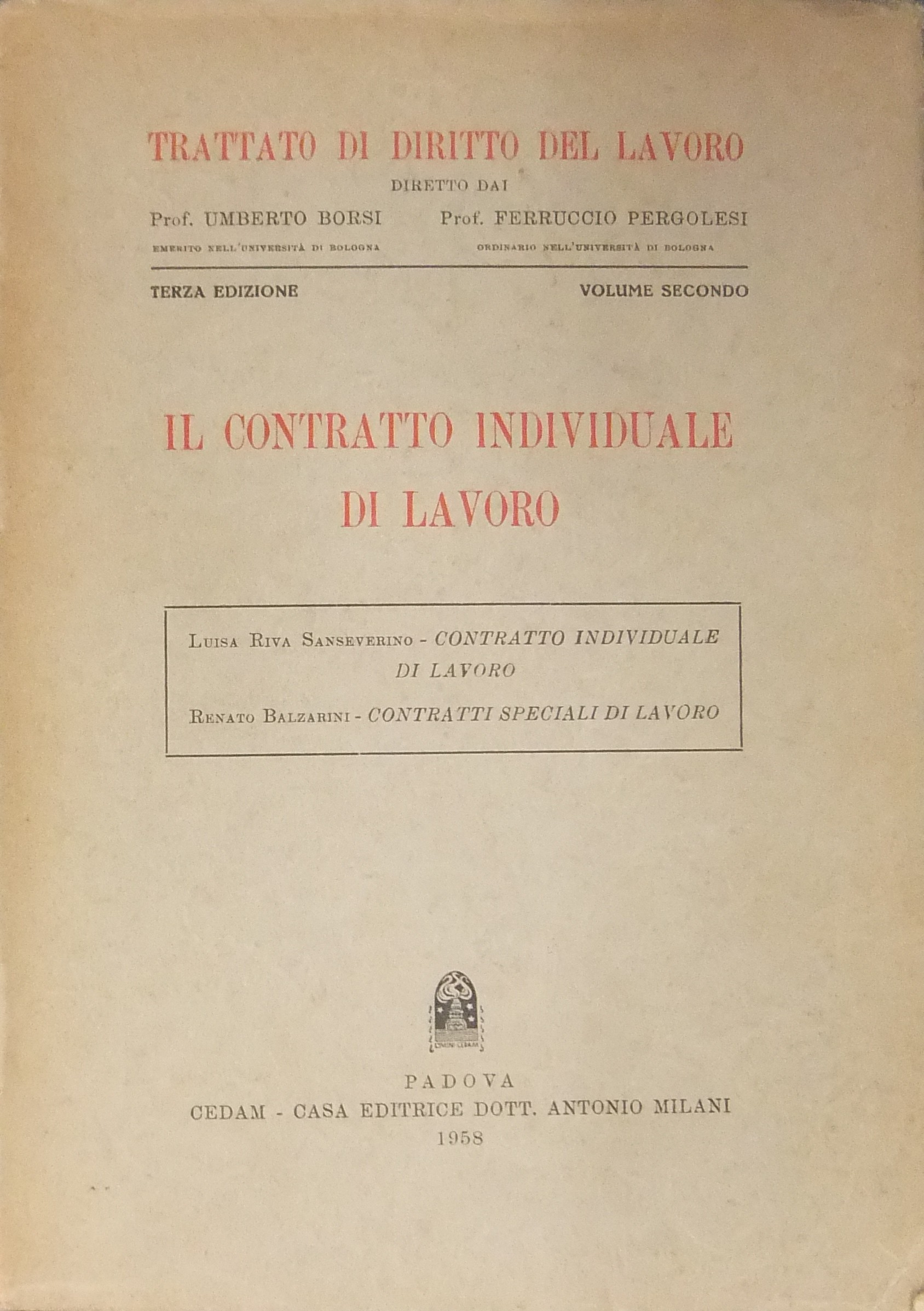 Il contratto individuale di lavoro. 