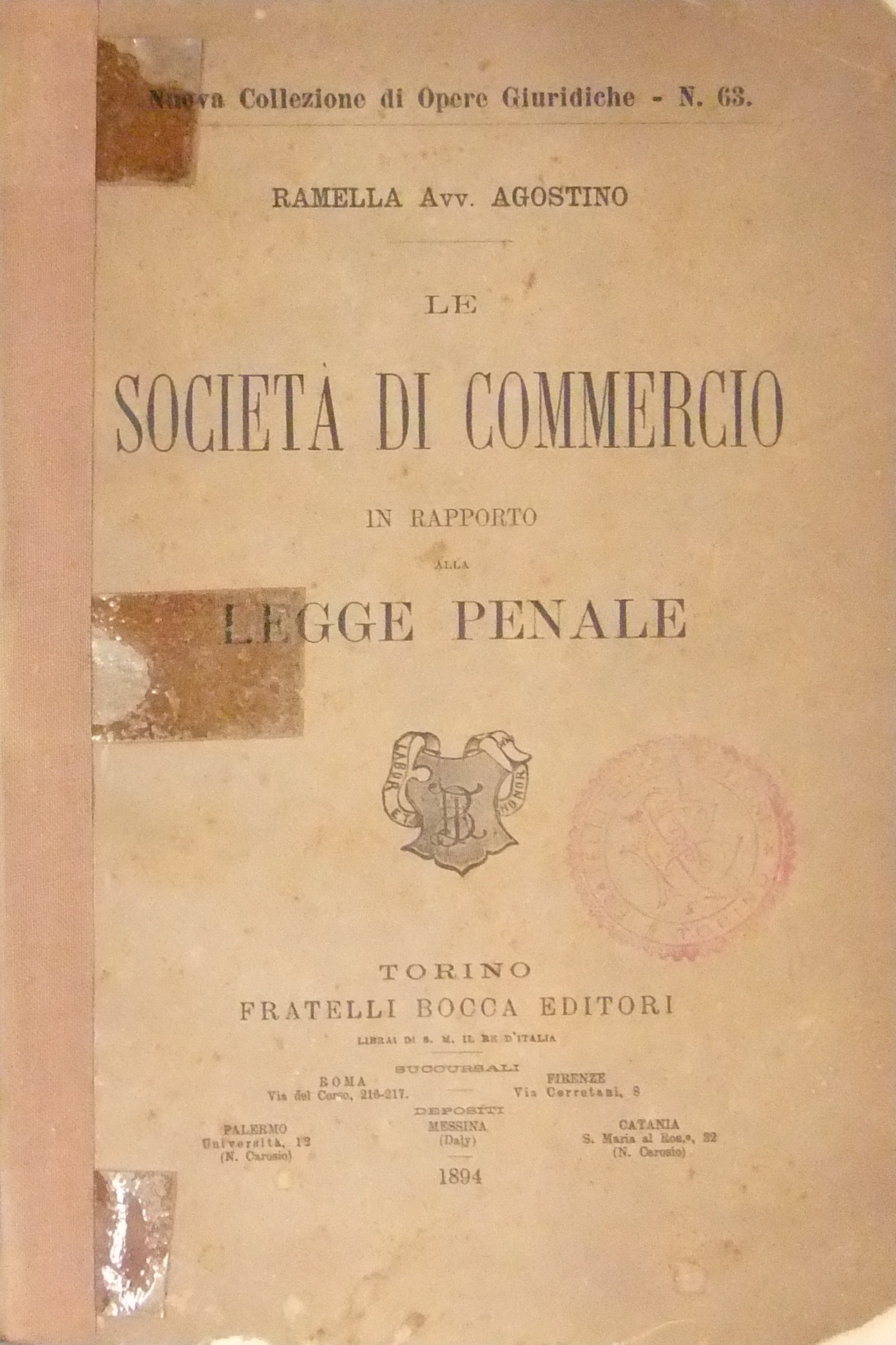 Le società di commercio in rapporto alla legge penale