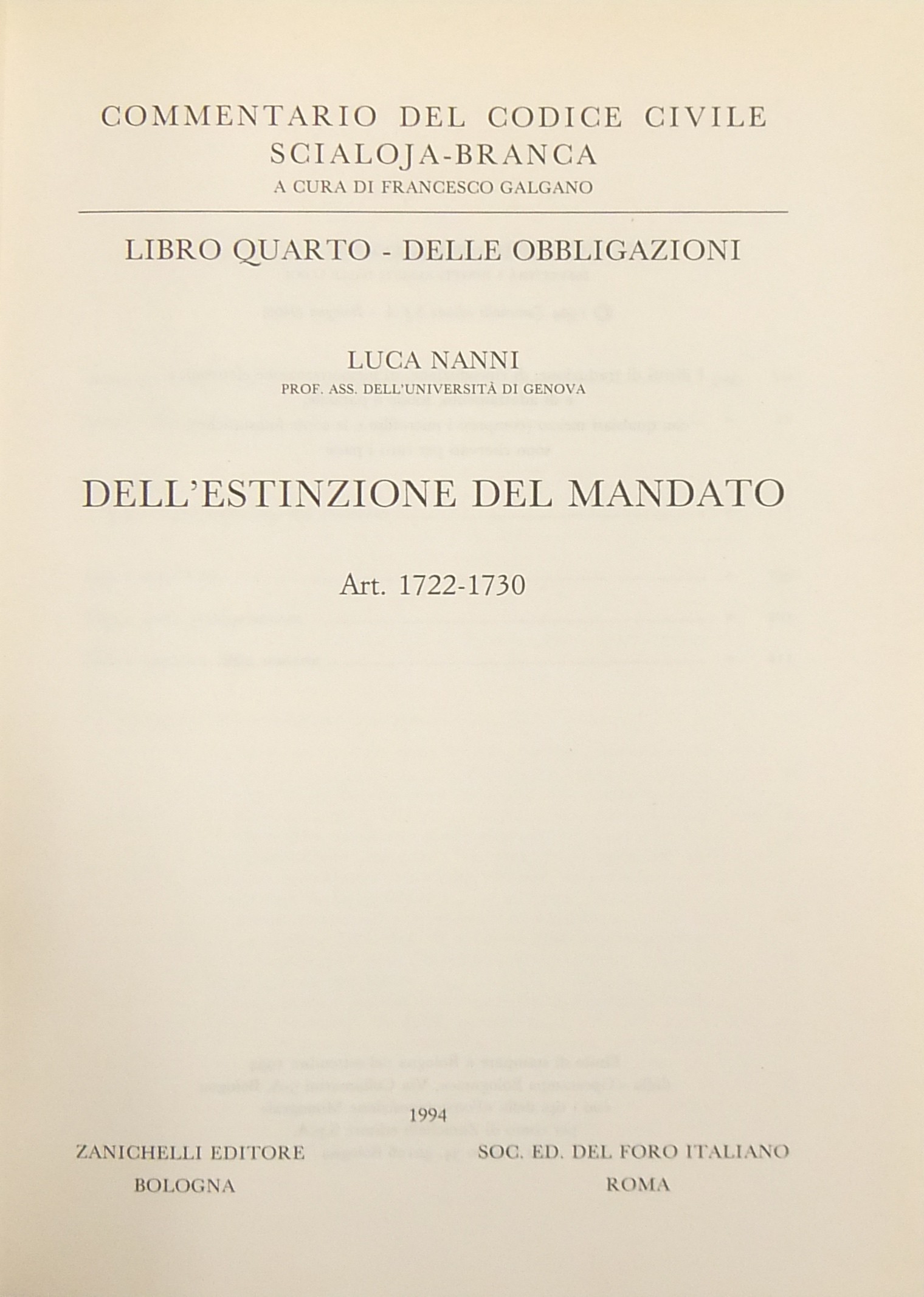 Dell'estinzione del mandato. Art. 1722-1730