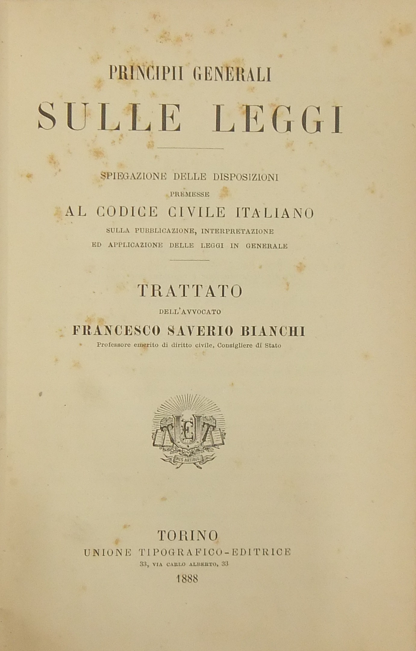 Corso di Codice civile italiano. Vol. I - Principii generali sulle leggi