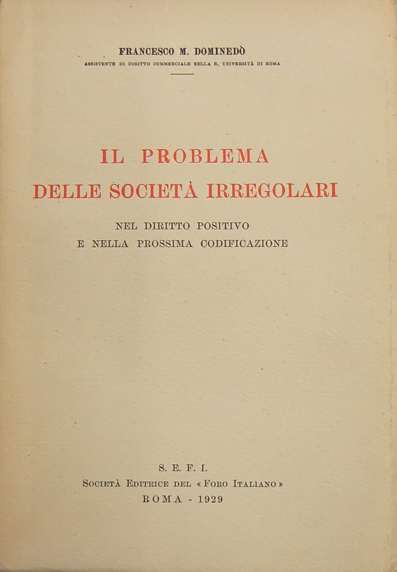 Il problema delle società irregolari
