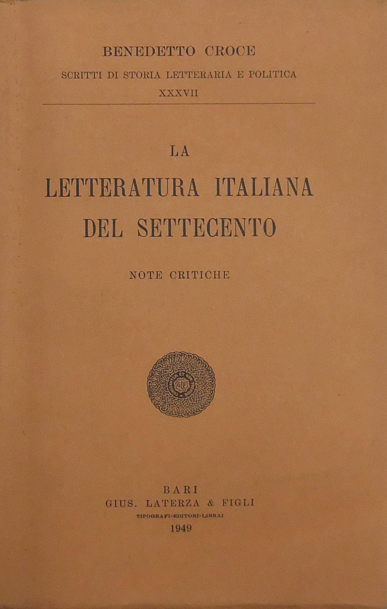 La letteratura italiana del Settecento. Note critiche