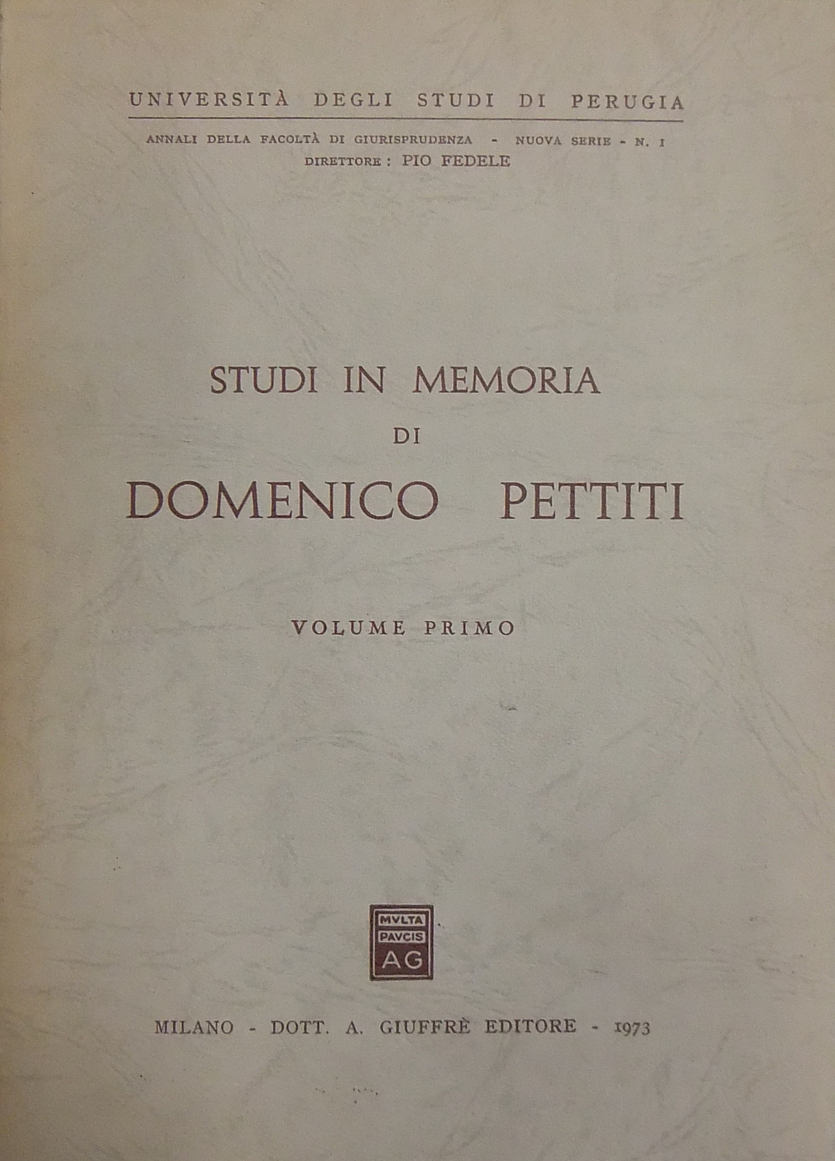 Studi in memoria di Domenico Pettiti