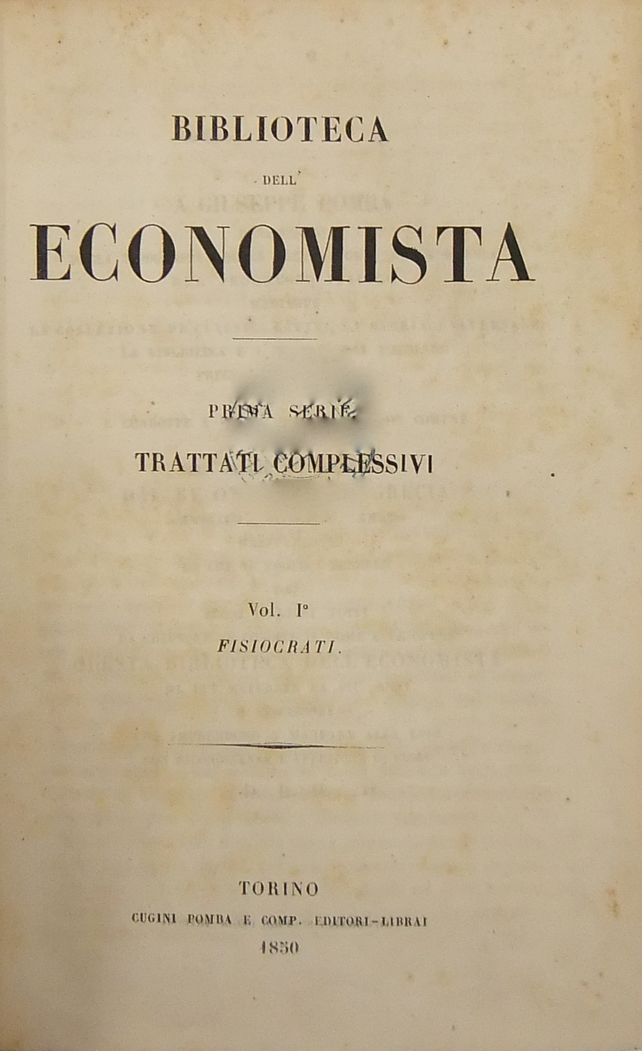 Trattati complessivi della Scuola Fisiocratica 