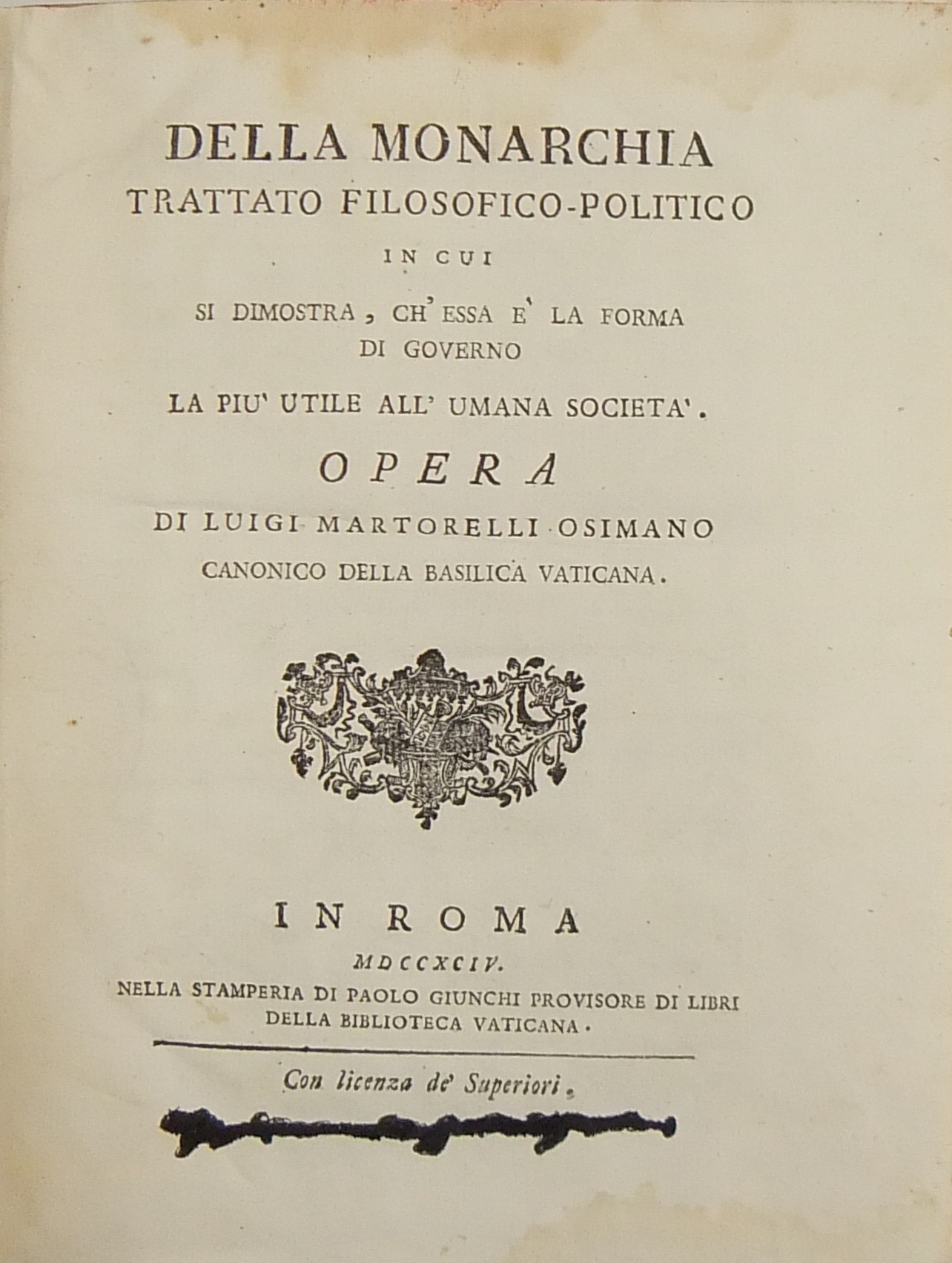 Della monarchia trattato filosofico politico