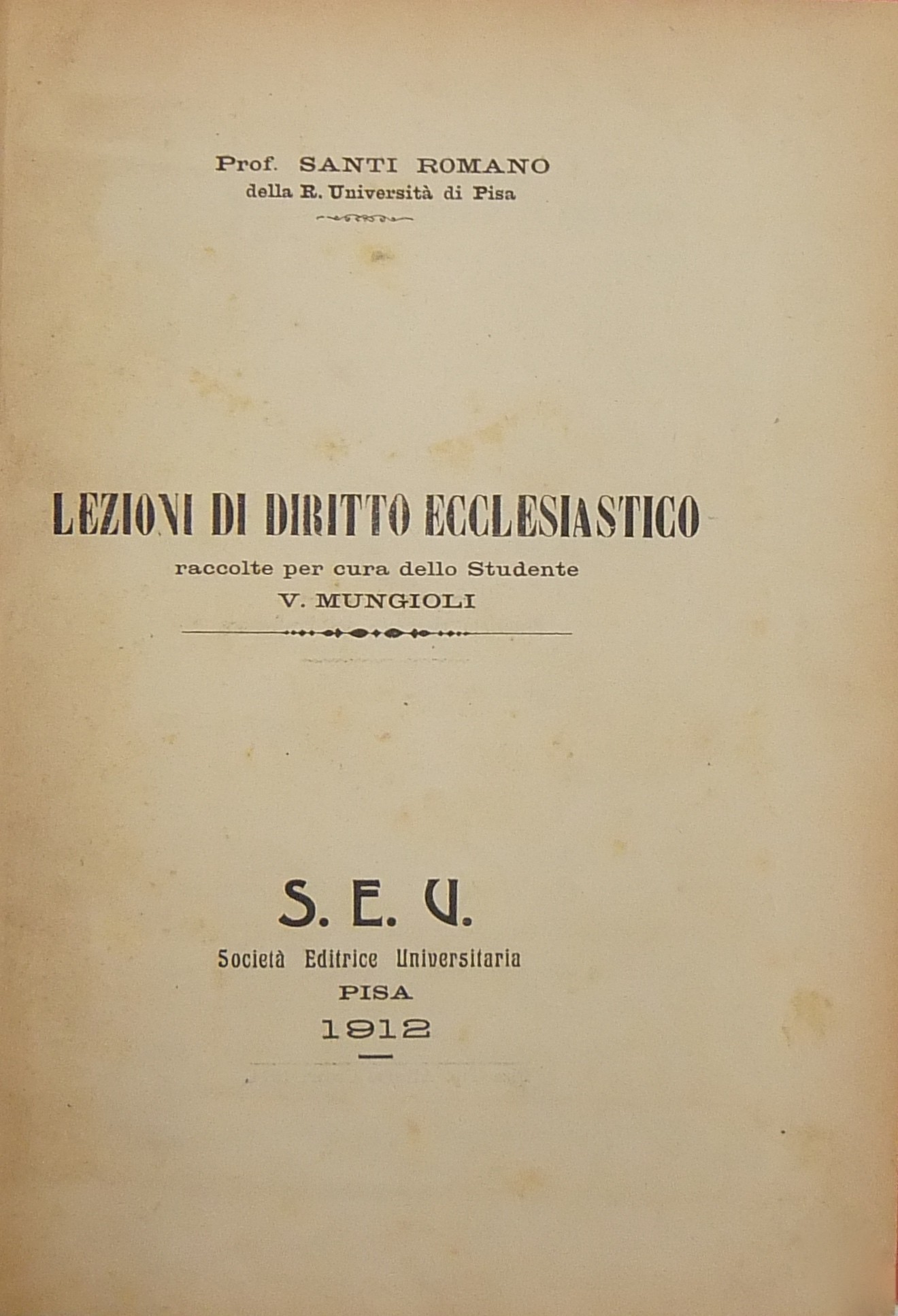 Lezioni di diritto ecclesiastico.