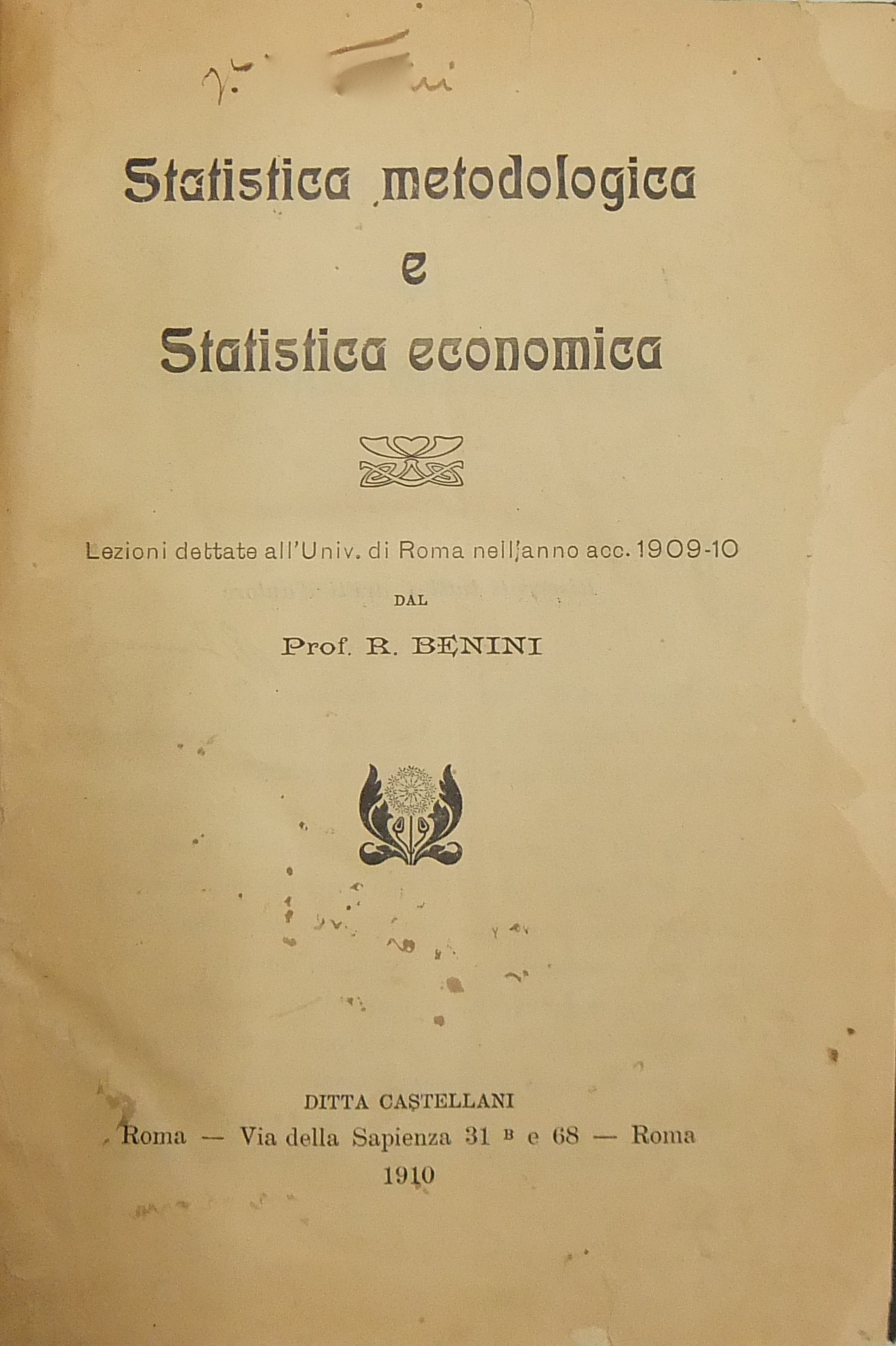 Statistica metodologica e statistica economica