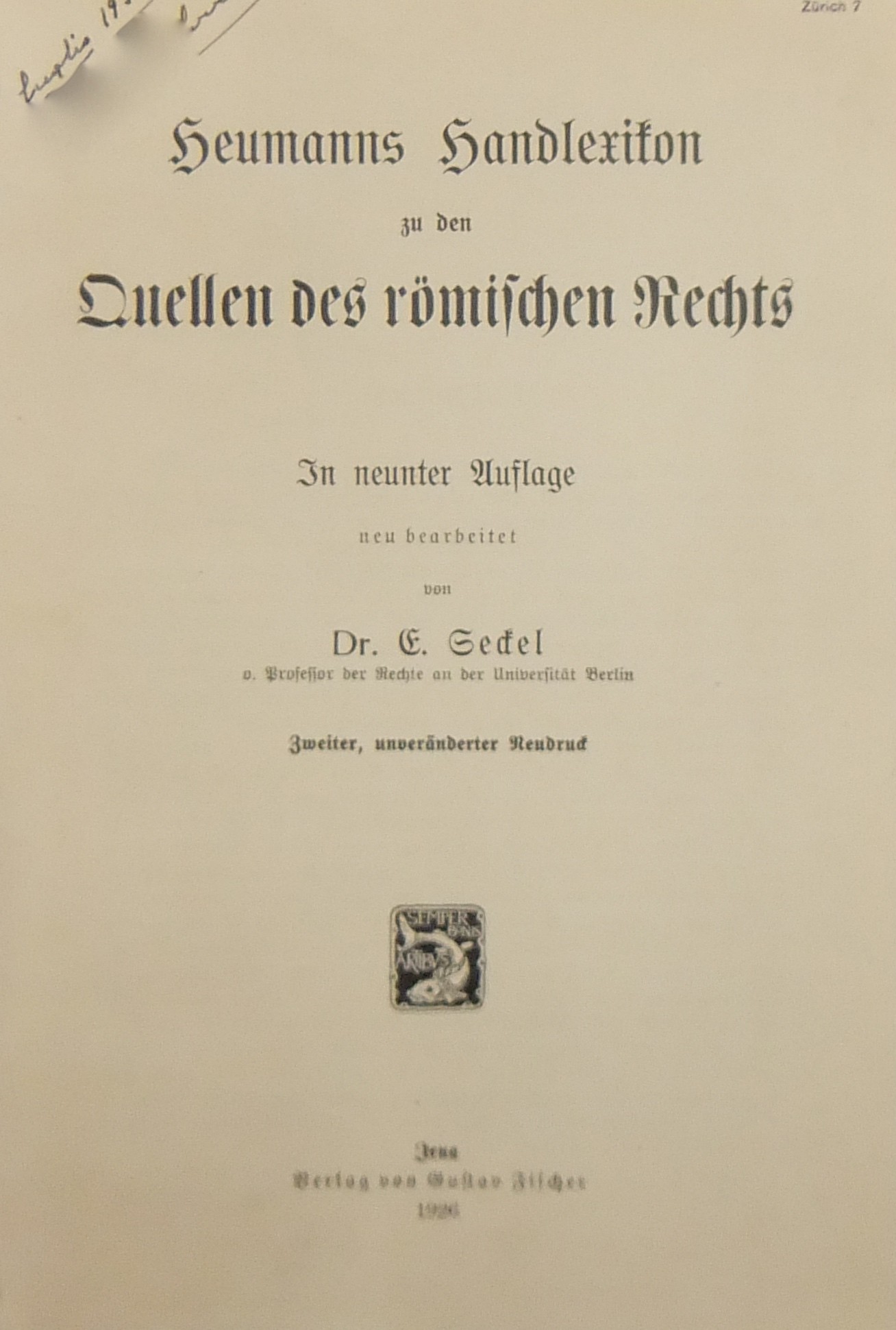 Heumanns Handlexikon zu den quellen des romischen Rechts