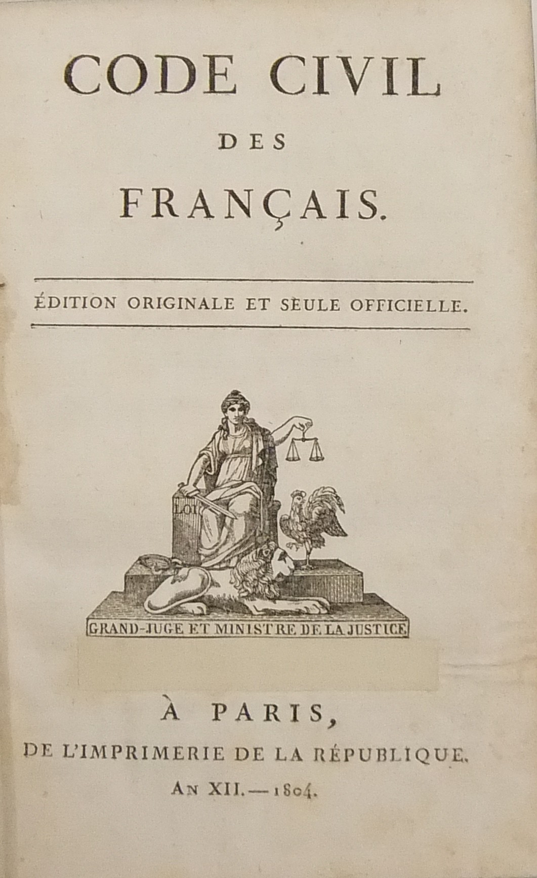 Code civil des Francais. Edition originale et seule officielle