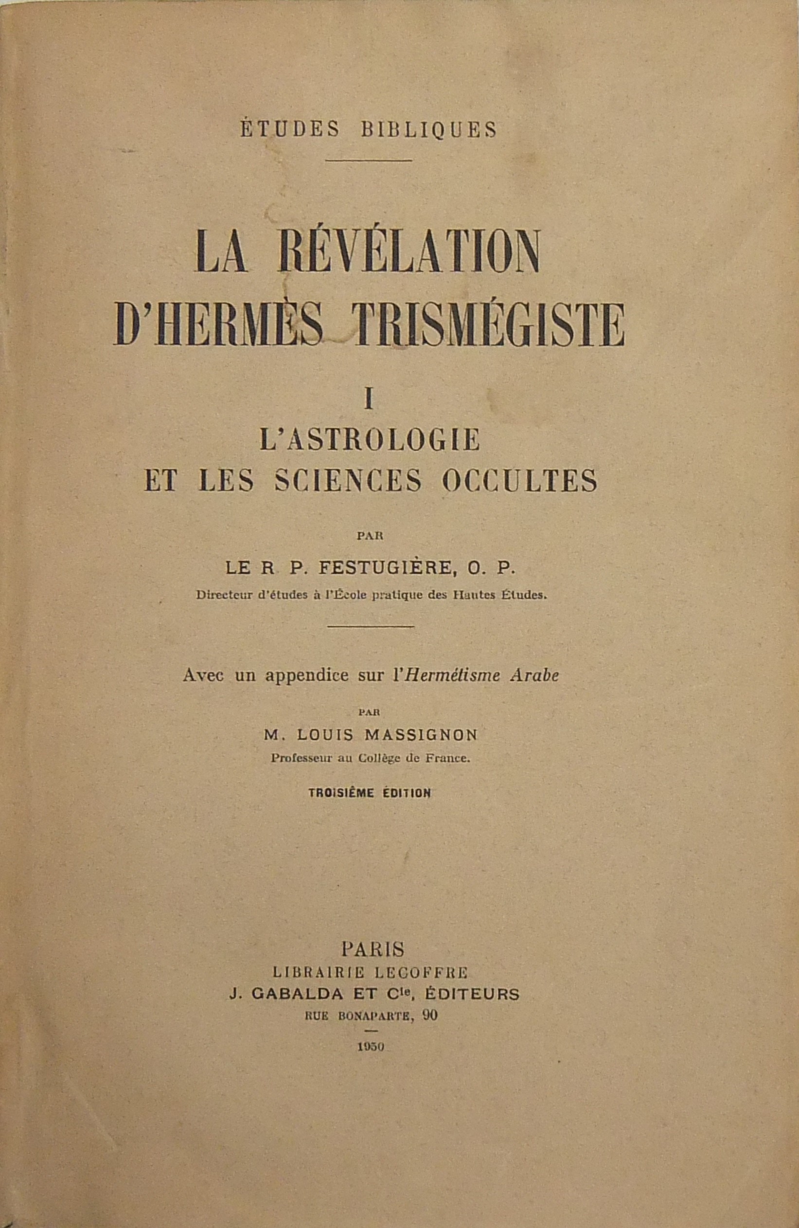 La revelation d'hermes trismegiste