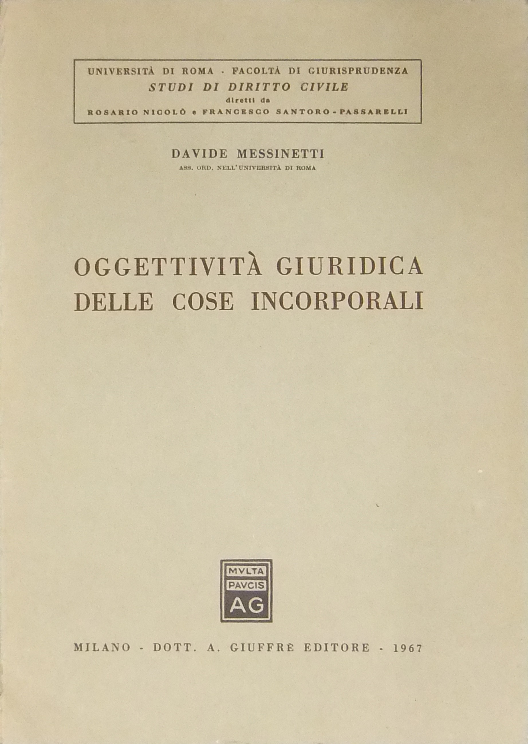 Oggettività giuridica delle cose incorporali
