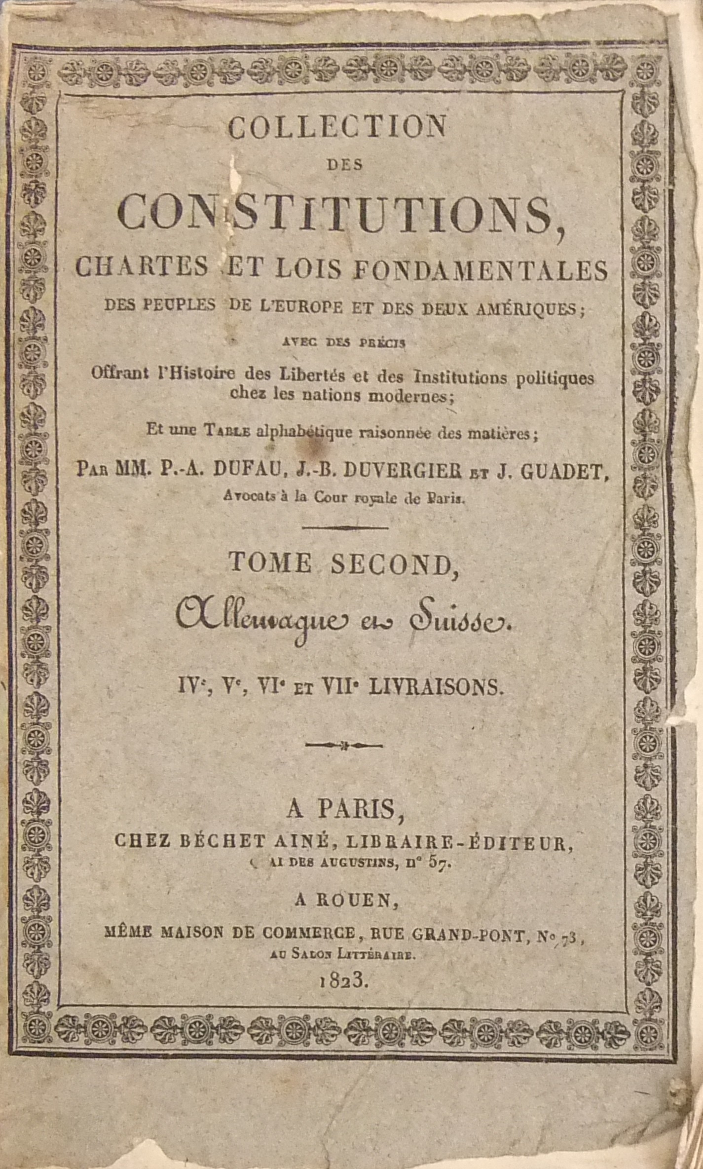 Collection des Constitutions,