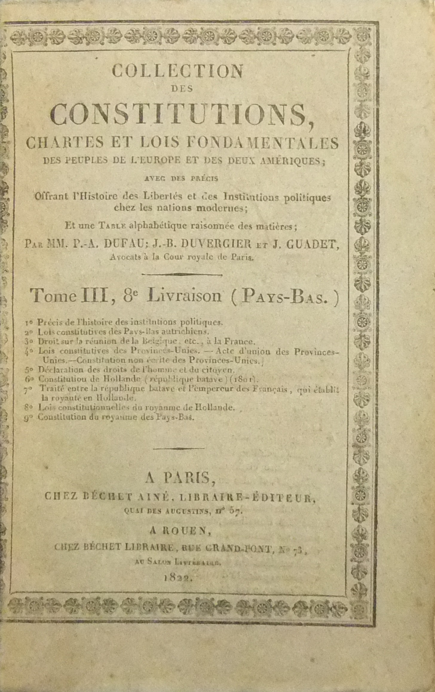 Collection des Constitutions,