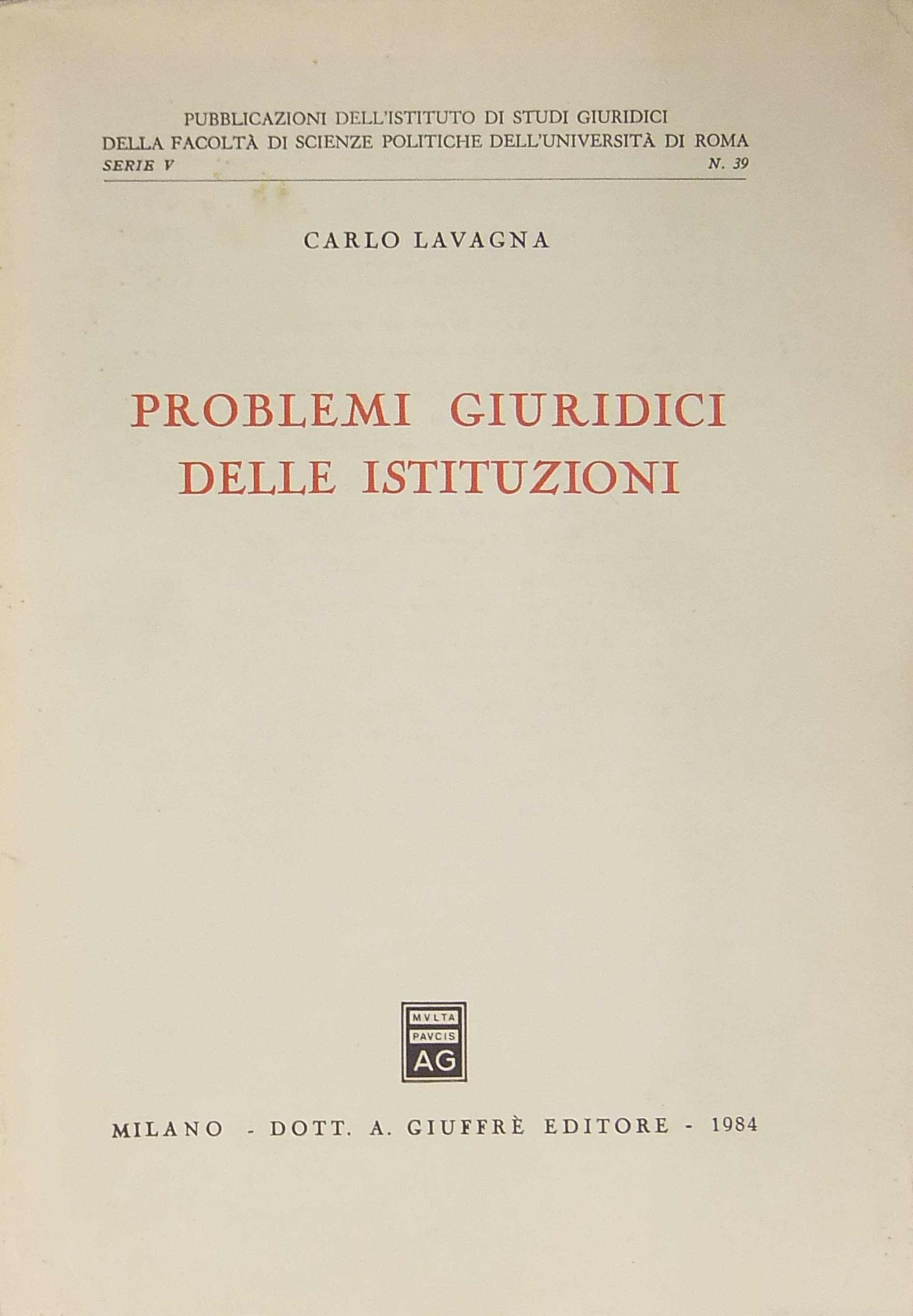 Problemi giuridici delle istituzioni