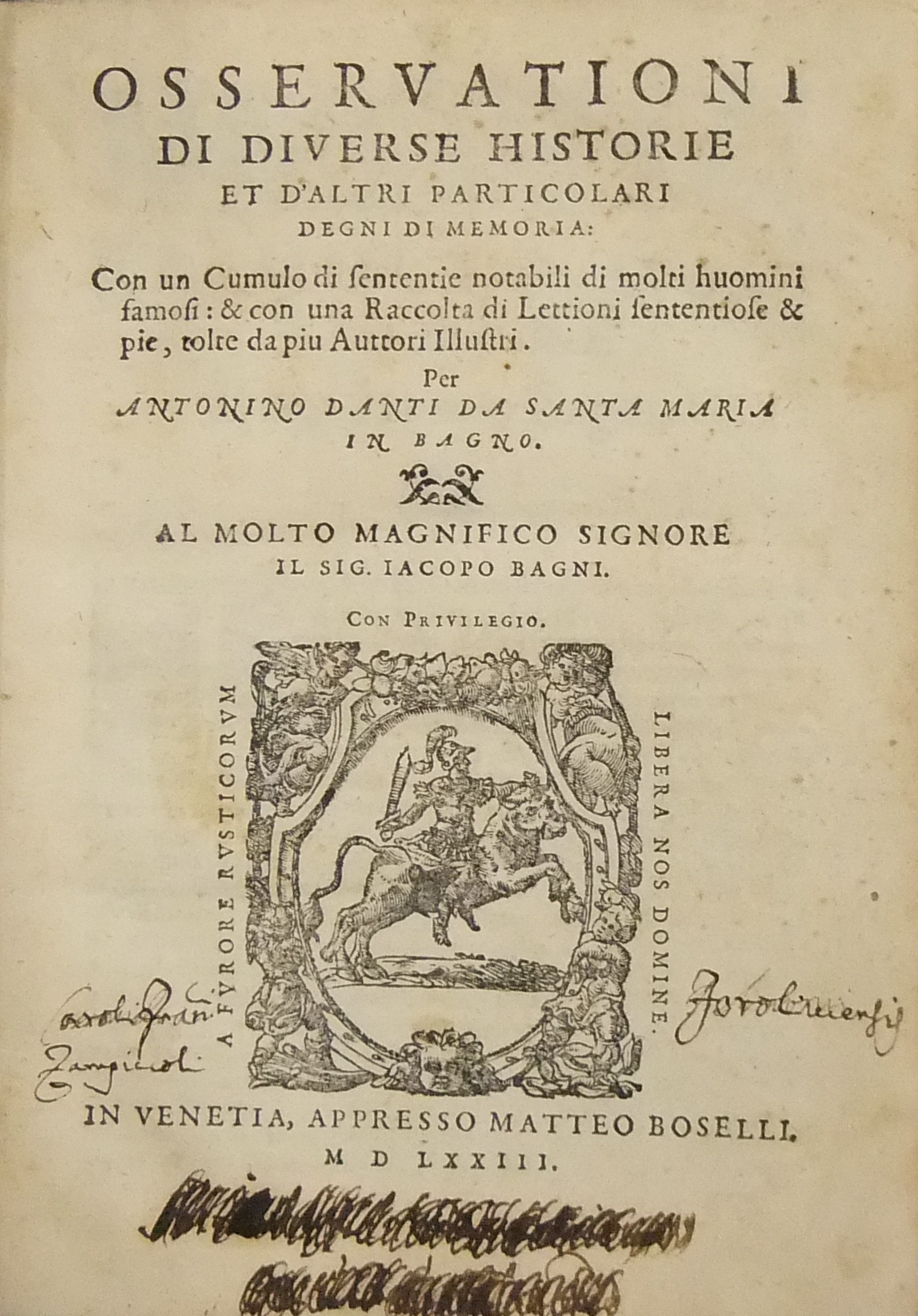 Osservationi di diverse historie et d'altri particolari degni di memoria