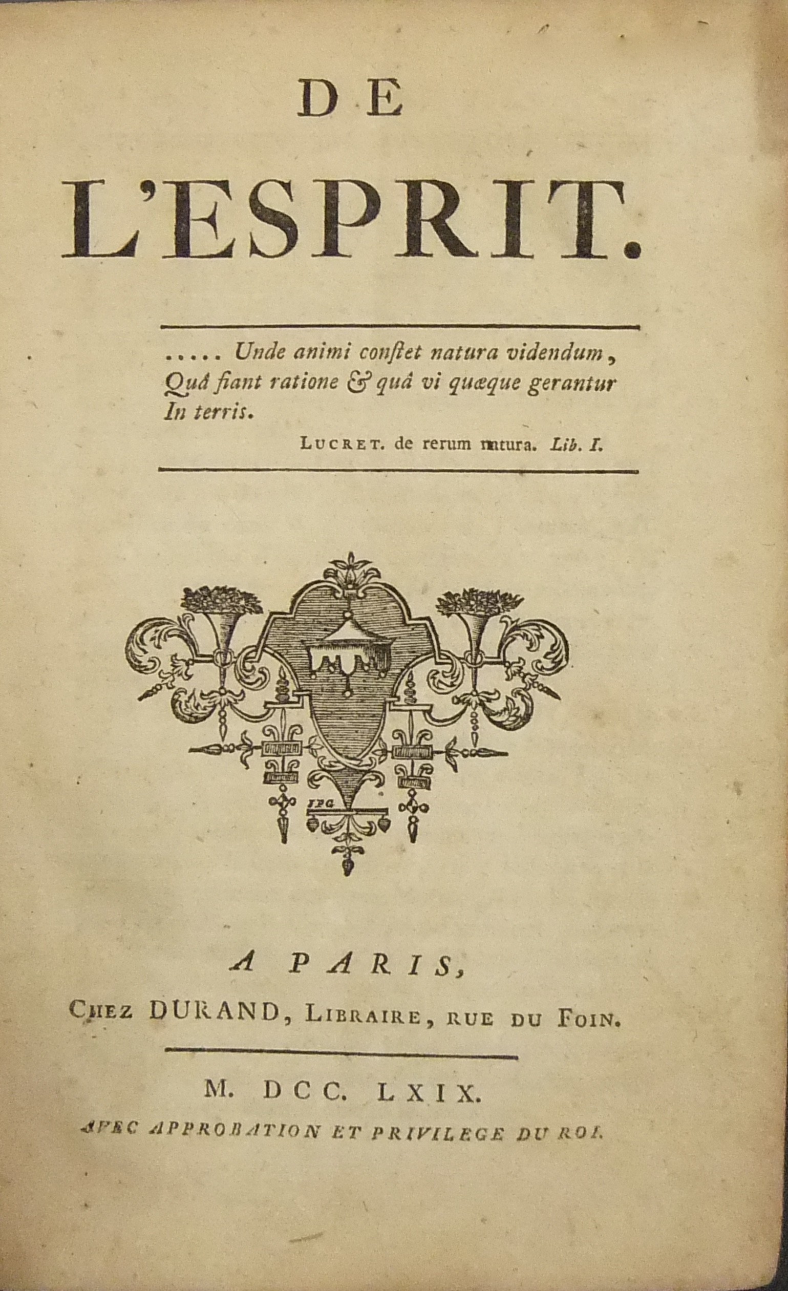 De l'Esprit. Discours