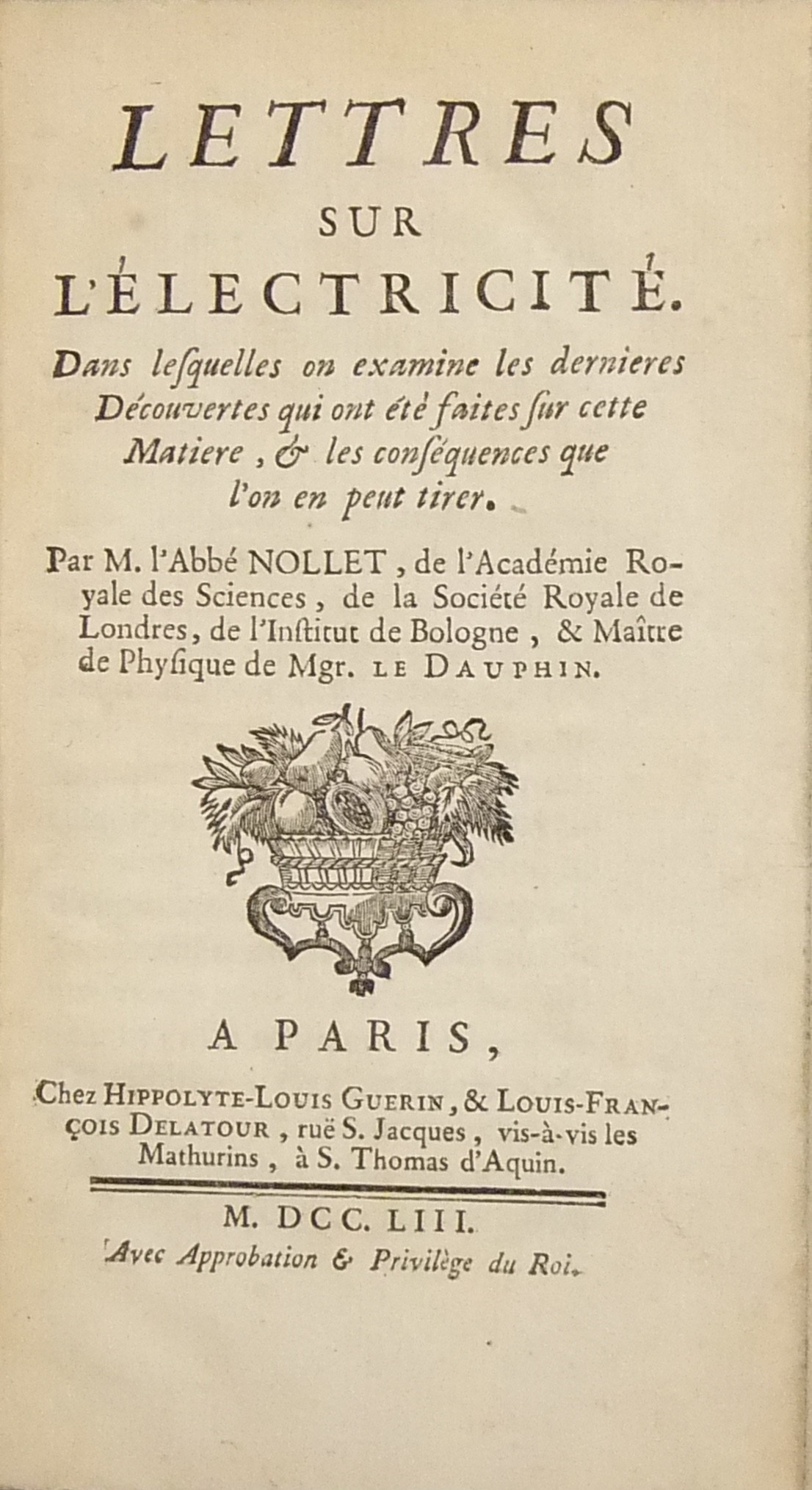 Lettres sur l'electricite. 