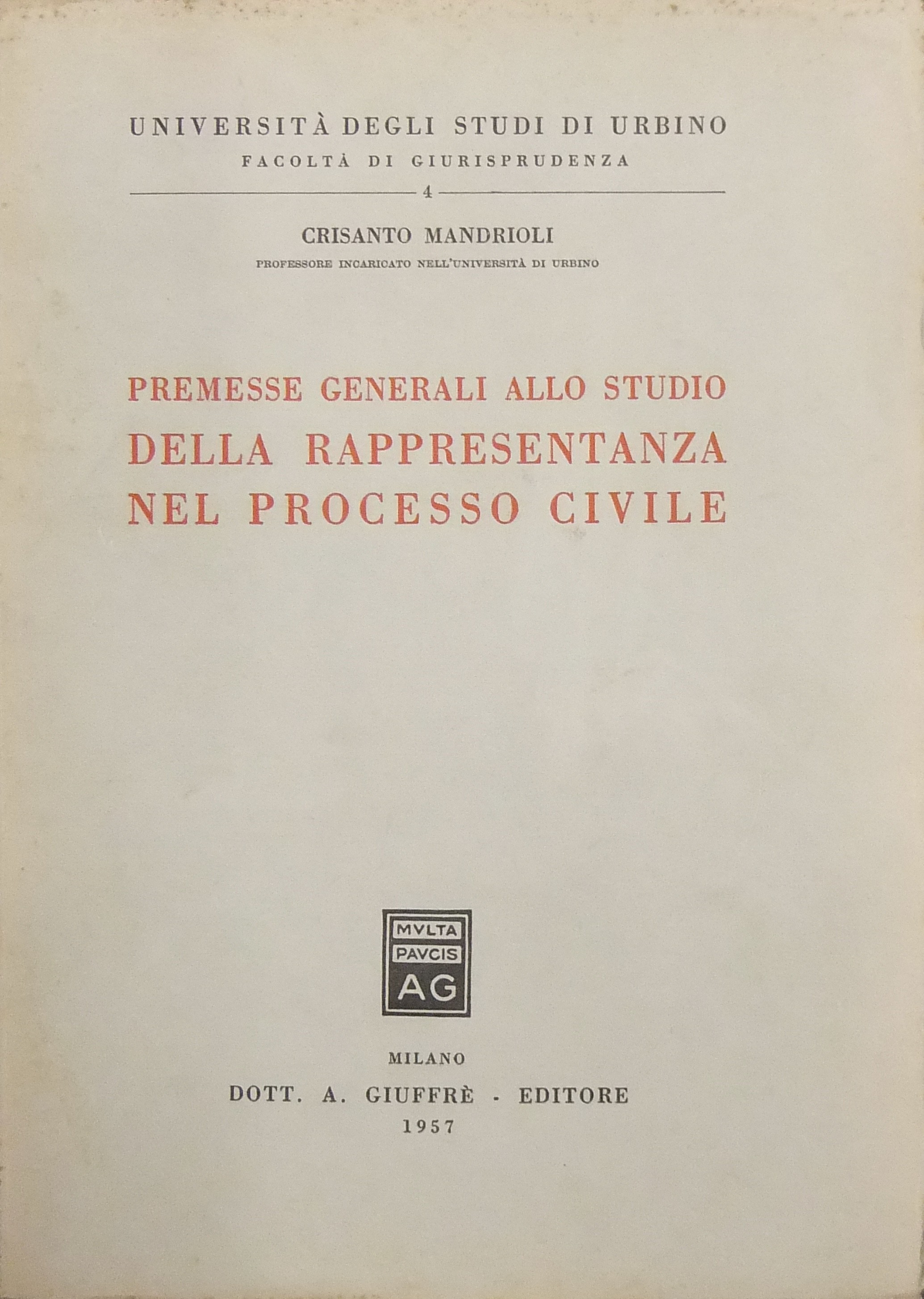 Premesse generali allo studio della rappresentanza
