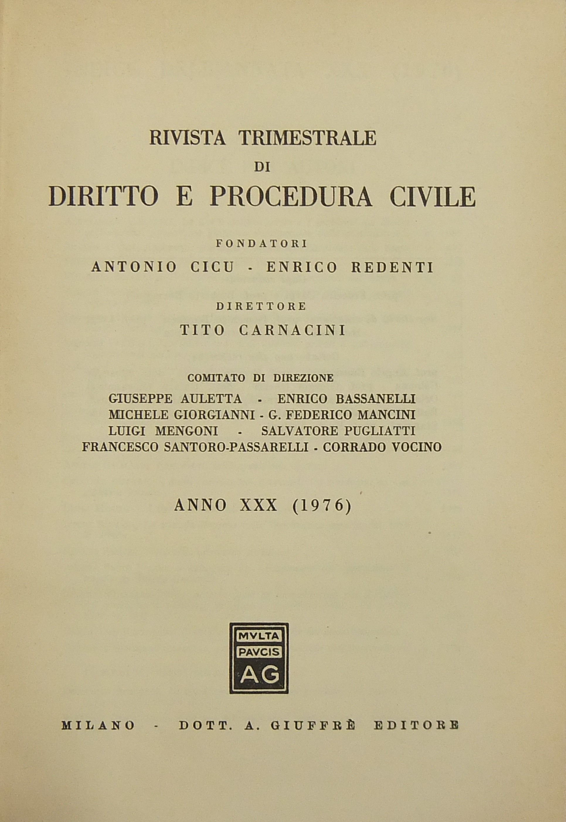 Rivista trimestrale di diritto e procedura civile.