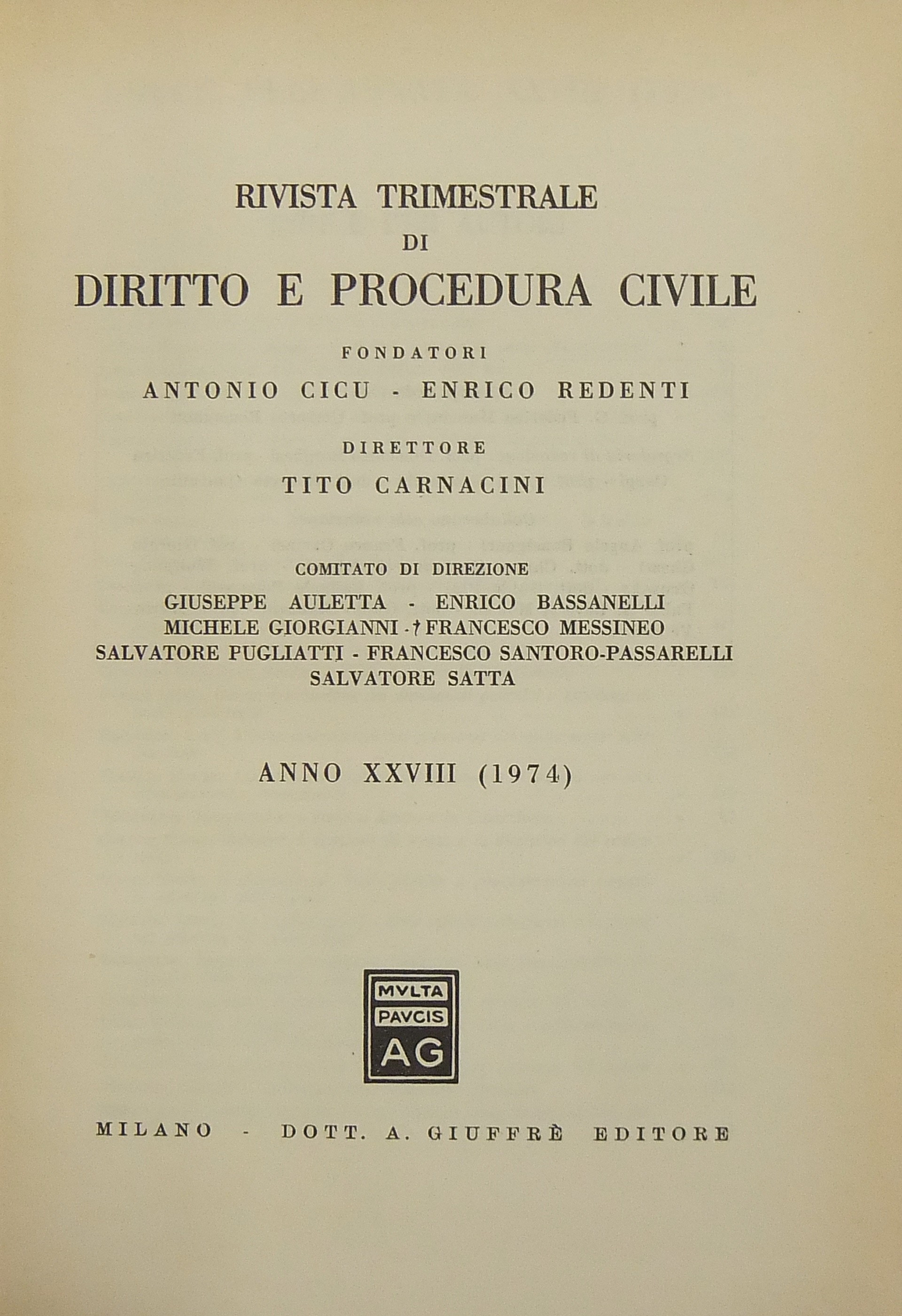 Rivista trimestrale di diritto e procedura civile.