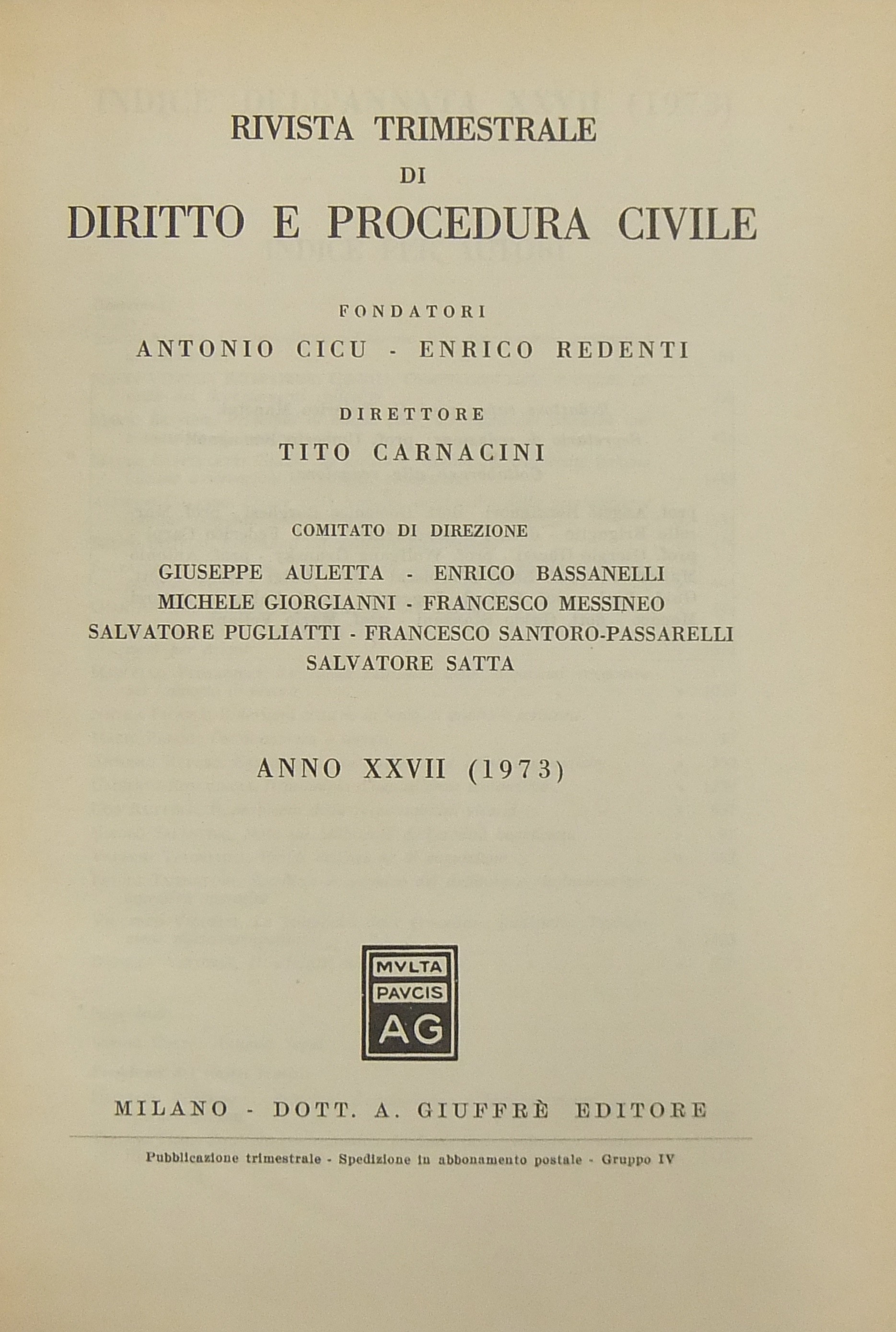 Rivista trimestrale di diritto e procedura civile.