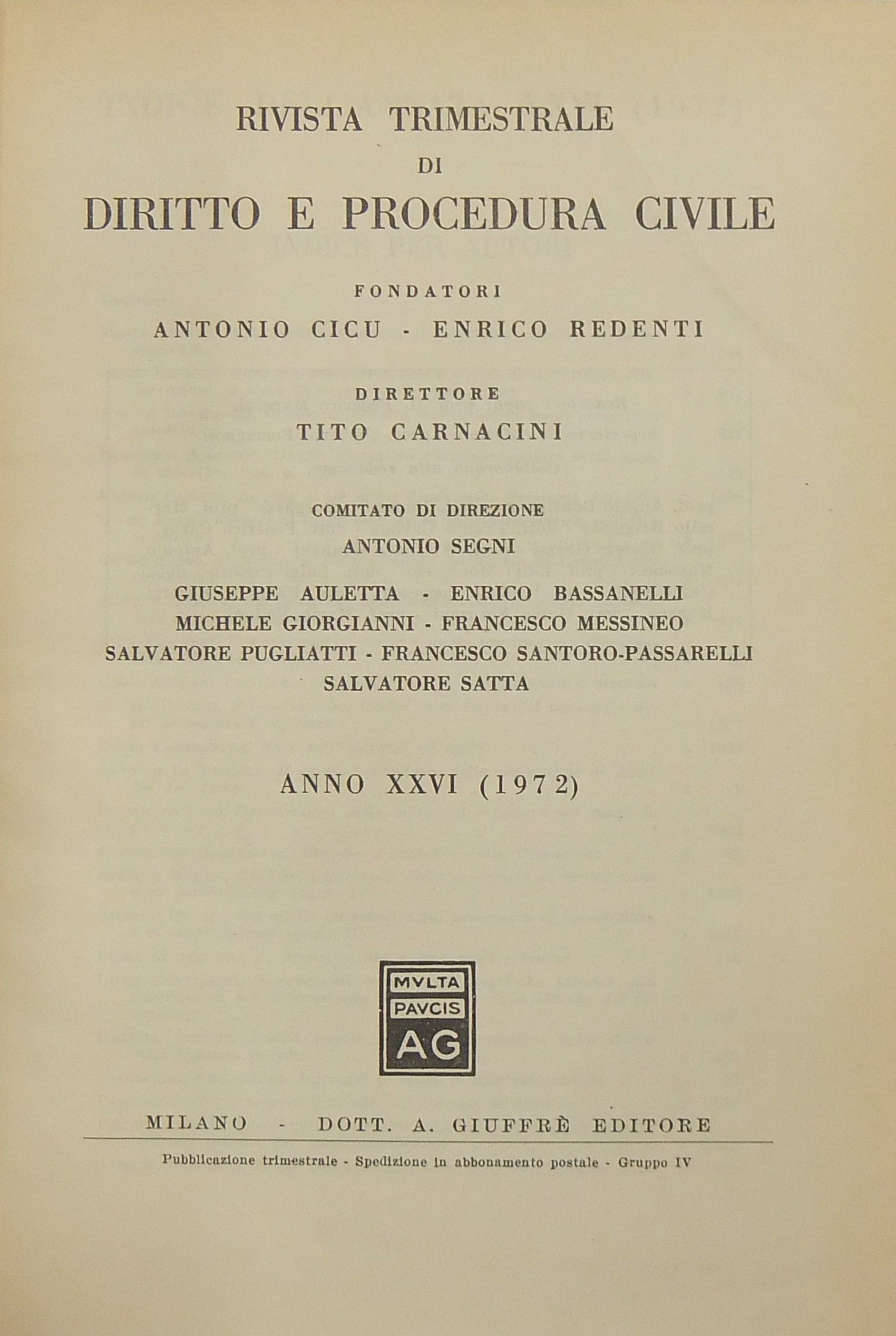 Rivista trimestrale di diritto e procedura civile.