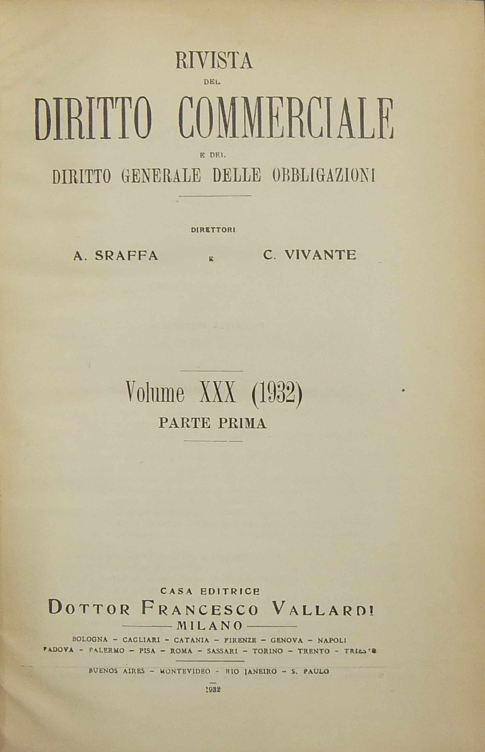 Rivista del Diritto Commerciale e del diritto generale delle obbligazioni.