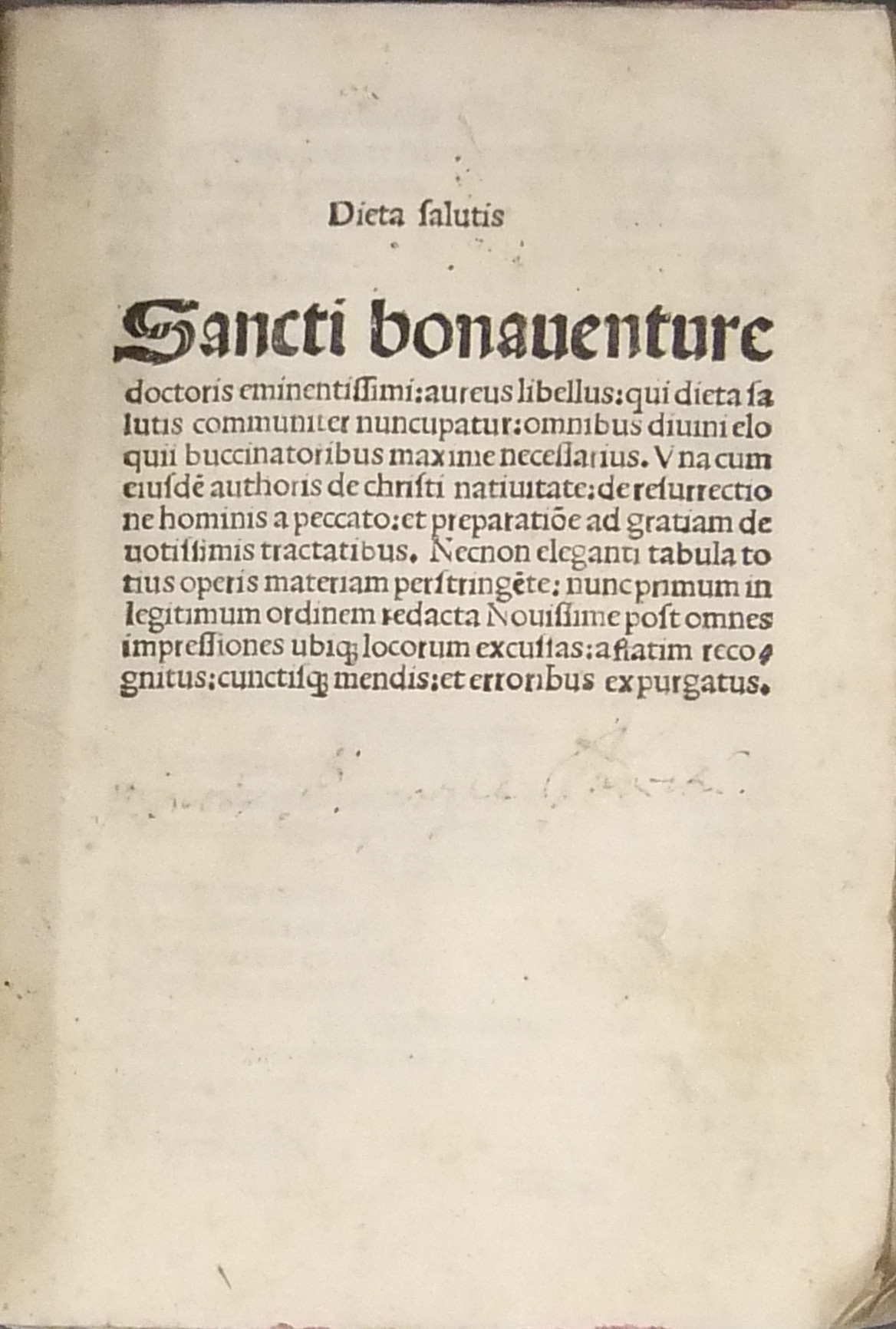 Dieta salutis Sancti bonauenture 