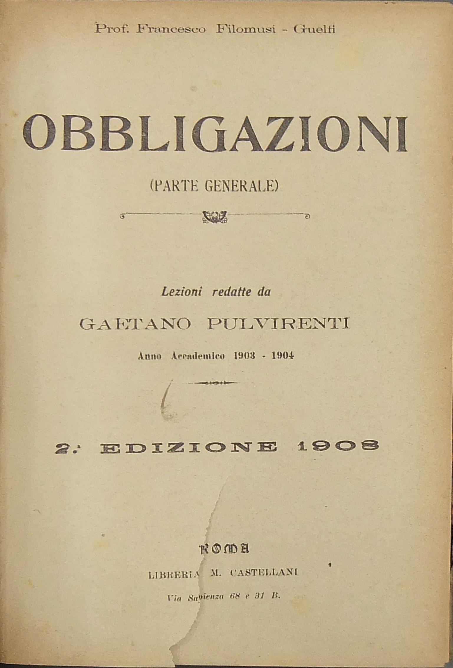 Obbligazioni. (Parte generale).